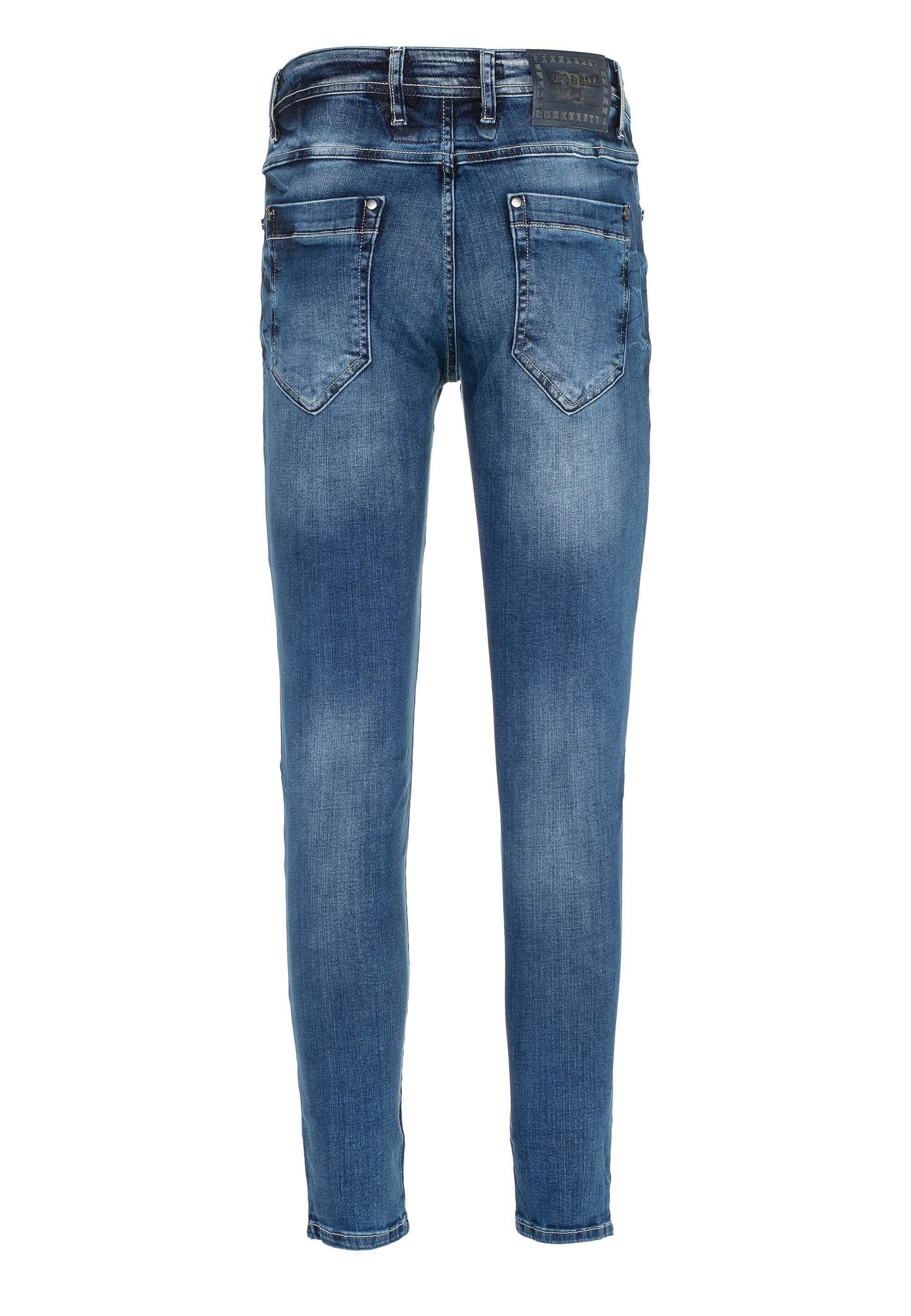 cooler Fit mit Straight Slim-fit-Jeans Cipo Baxx in Waschung &