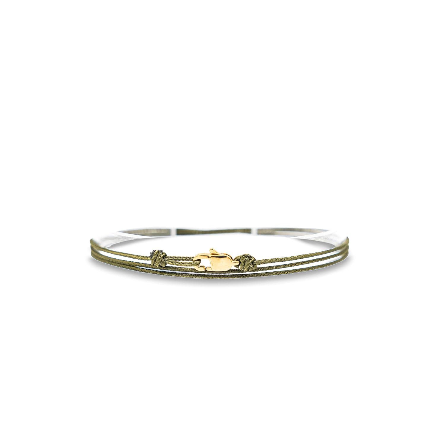 Made by Nami Wickelarmband Minimalistisches Armband mit Karabinerhaken Herren Armband Damen, Maritimes Armband Wasserfest & Verstellbar Grün Gold