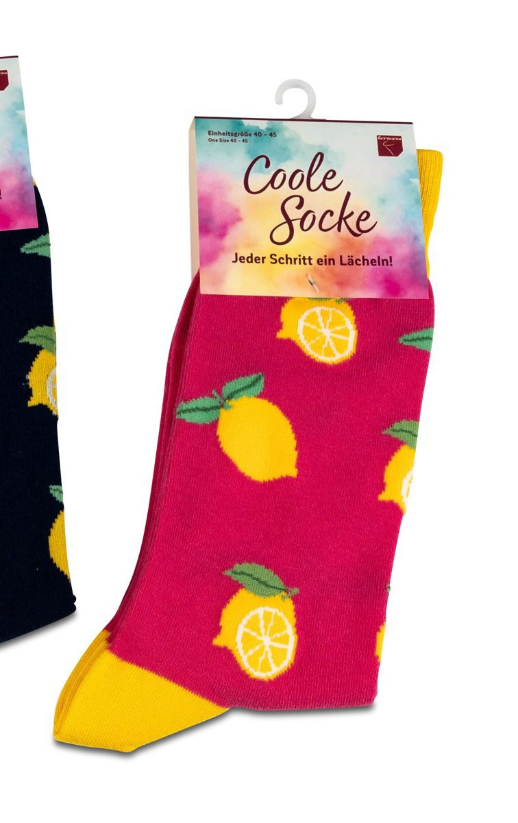 Socken Coole Socke Zitronen pink - One Size 40 - 45