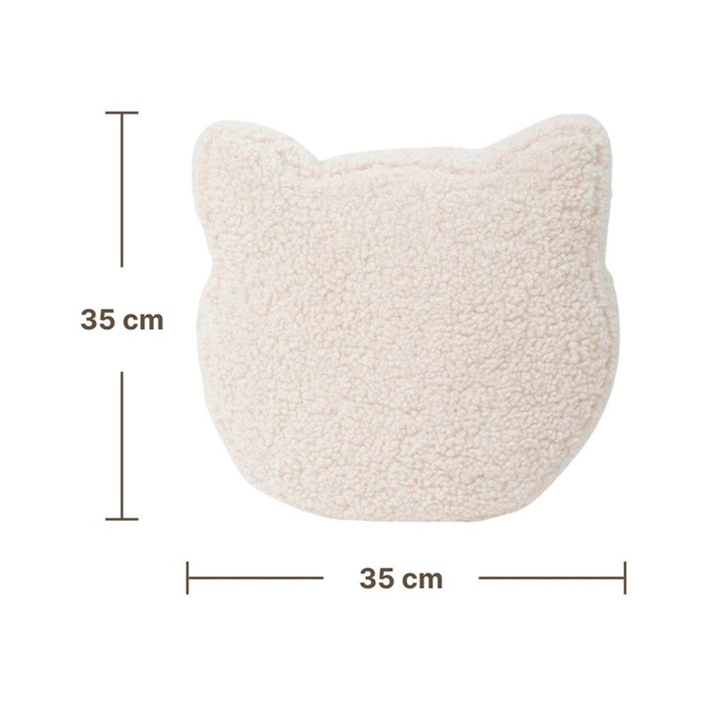 Zayno Babykissen Kuschelkissen "Mimi" aus Teddyfell in Katzenoptik, Atmungsaktiv und wärmeregulierend