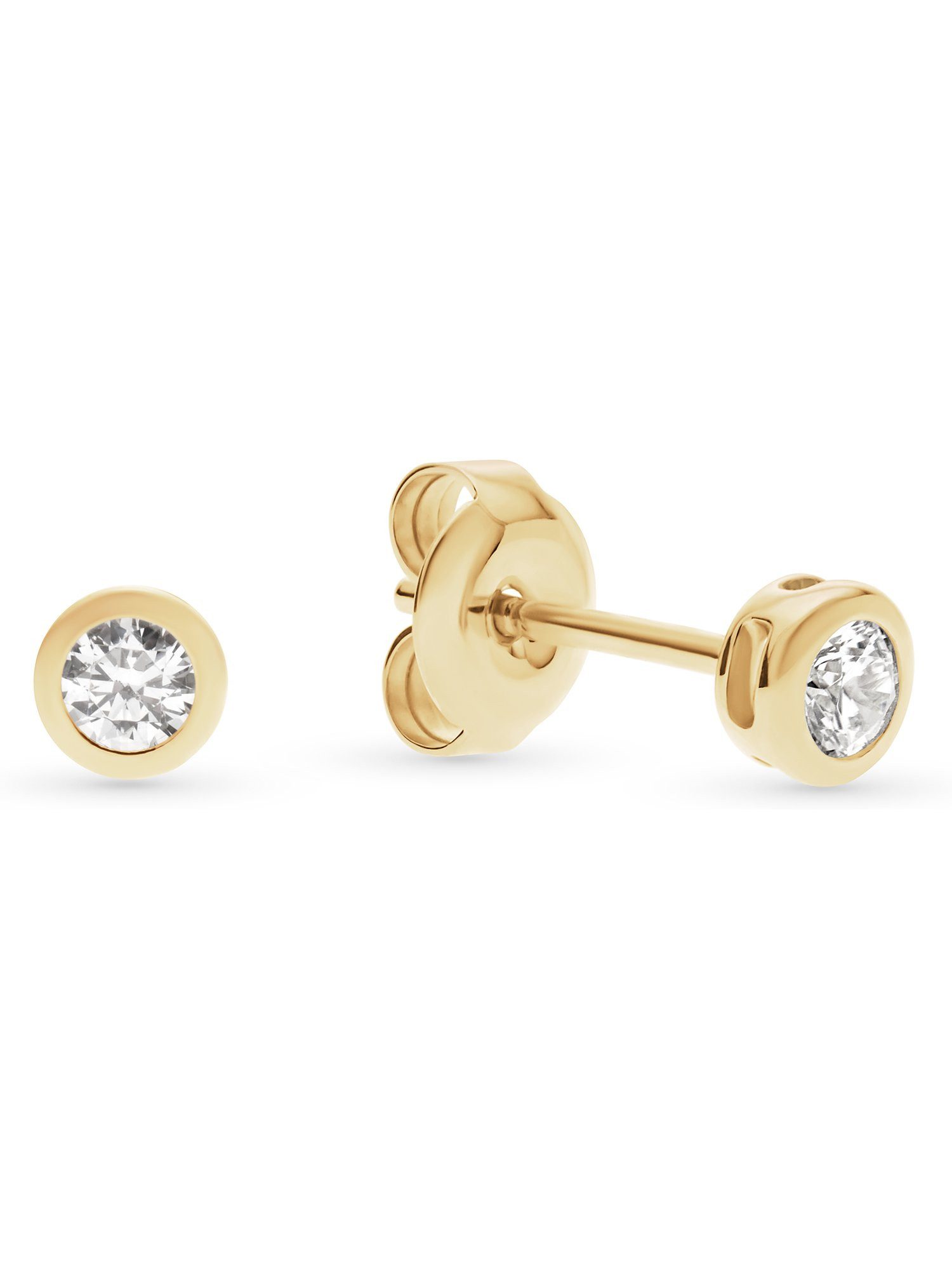 Paar Ohrstecker FAVS Damen-Ohrstecker 375er Gelbgold Zirkonia