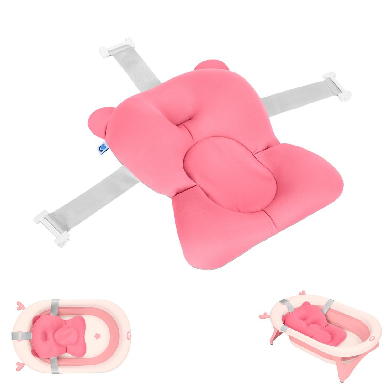 Kikkaboo Babybadewanne Badekissen Bär Badehilfe, (1-tlg), Wannenauflage, Baby-Badewannenkissen, Clips