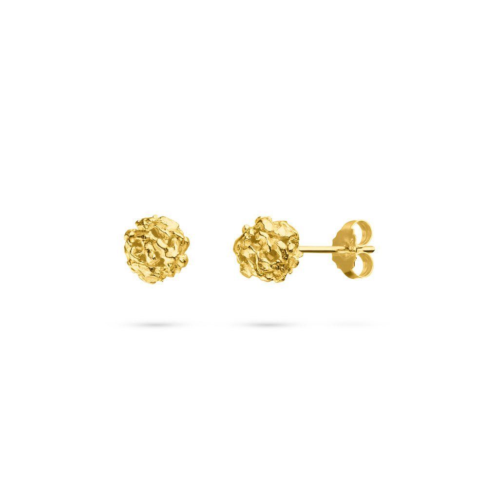 SKIELKA DESIGNSCHMUCK Paar Ohrstecker Silber Ohrstecker "Nugget-Kugeln" (Sterling Silber 925 vergoldet), hochwertige Goldschmiedearbeit aus Deutschland