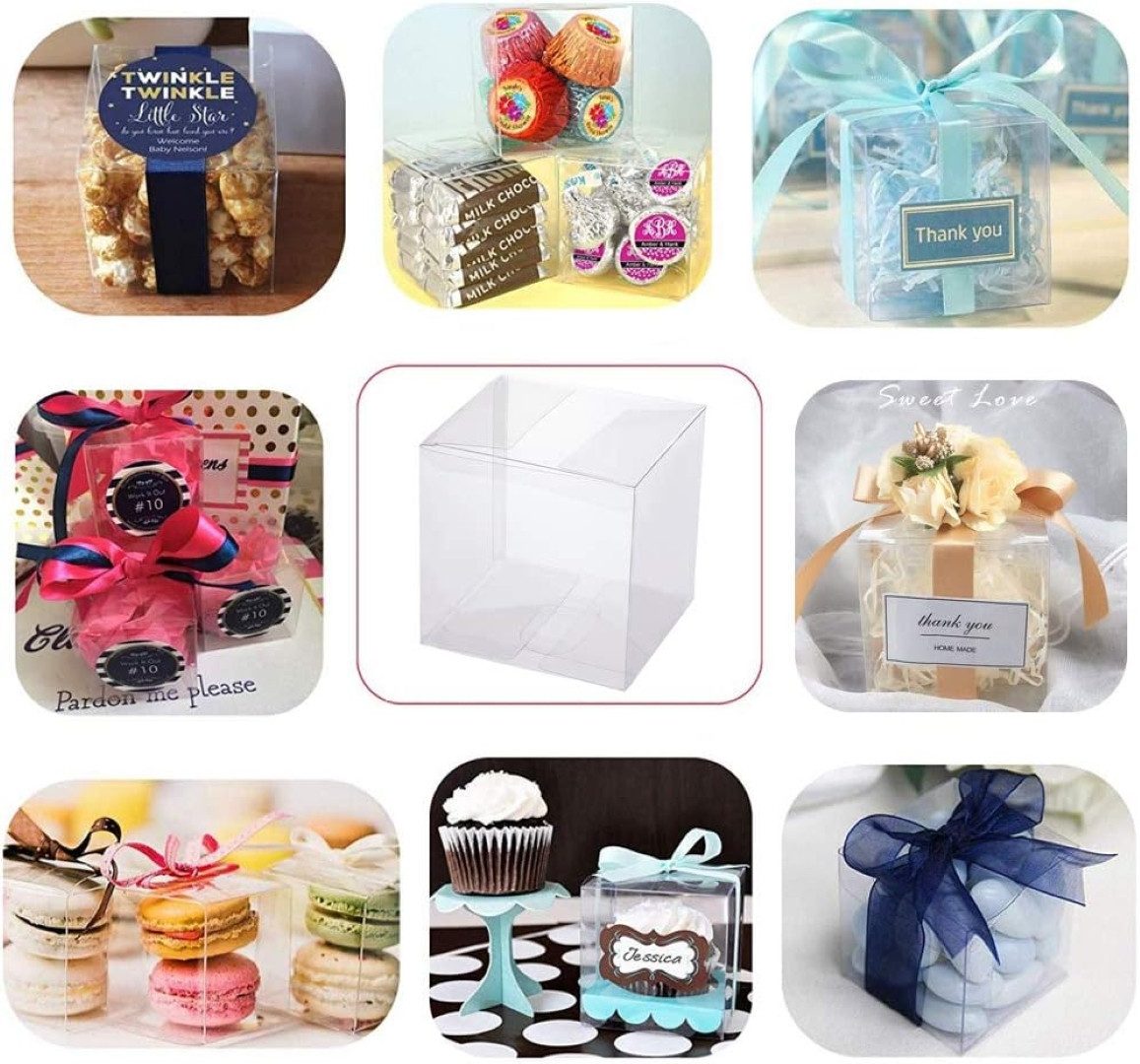 Benecreat Geschenkbox Geschenkboxen 9 x 9 x 9 cm transparent 30er Set für Süßigkeiten (30-teiliges Geschenkboxen-Set für Feiern, Gastgeschenke und Deko, 30 St., – Bild 5 von 5