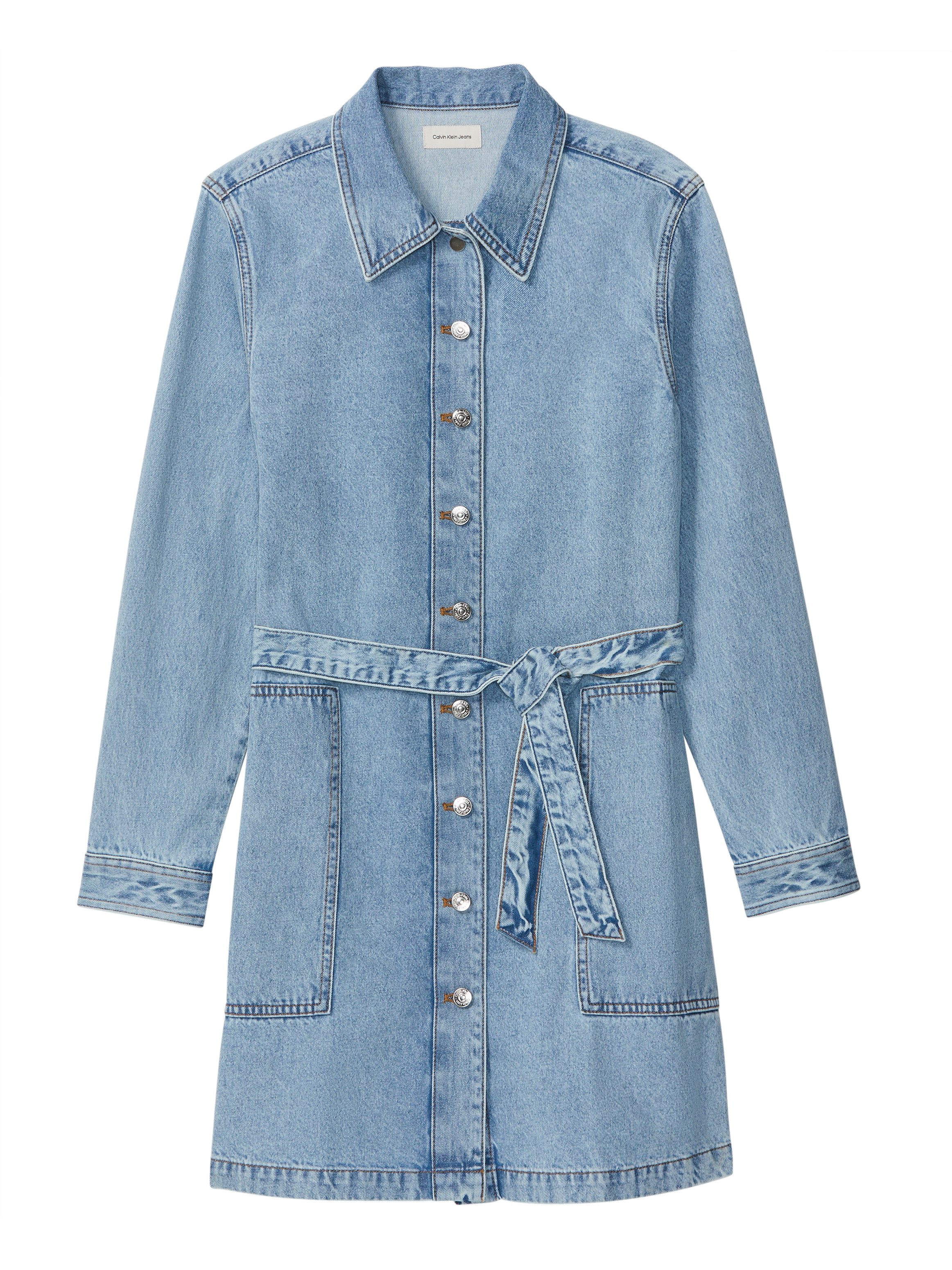 Calvin Klein Jeans Jeanskleid BELTED DENIM MINI DRESS COASTAL Regular Fit, durchgehende Knopfleiste und Gürtel