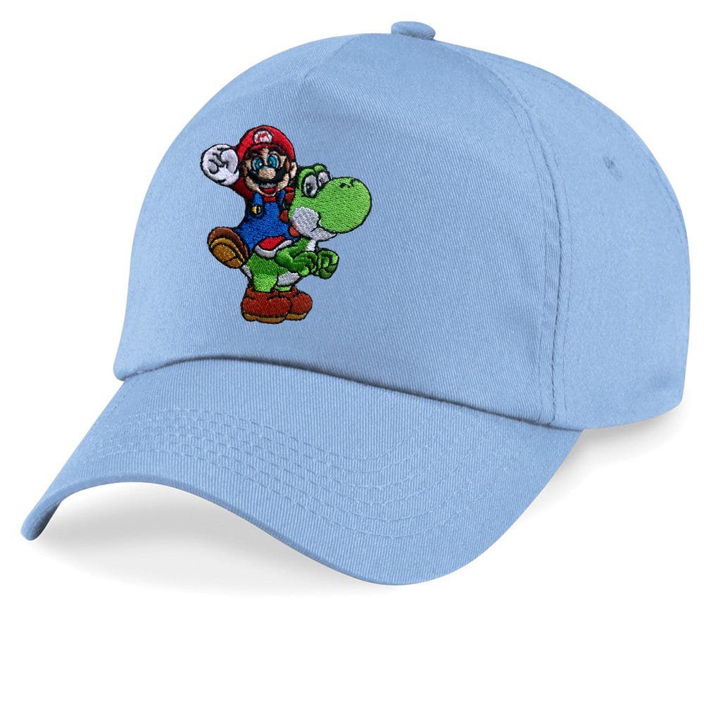 Blondie & Brownie Baseball Cap Kinder Mario Faust Stick Patch Luigi Peach Super Nintendo One Size Hellblau