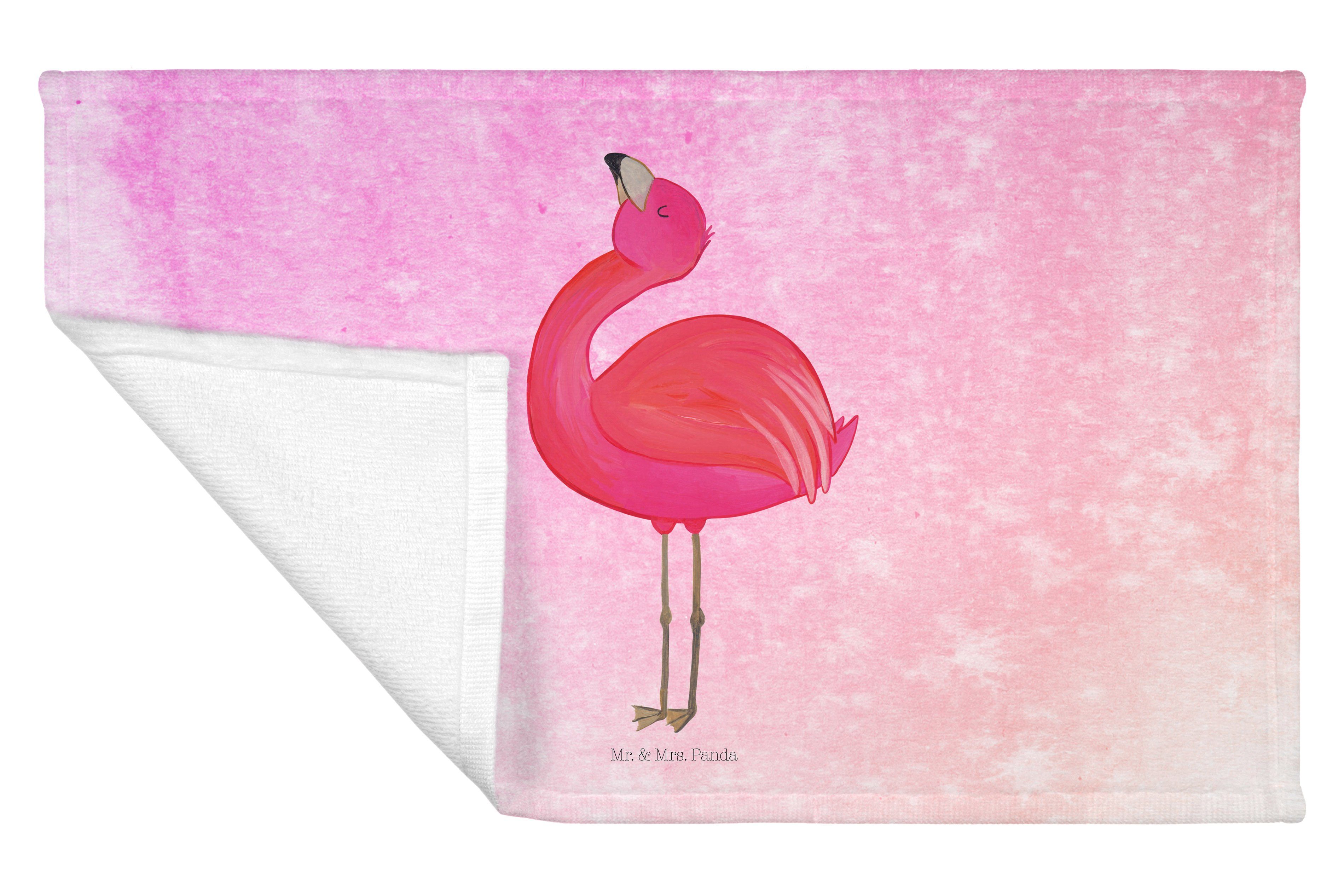 Mr. & Mrs. Panda - stolz Reisehandtuch, Aquarell - Pink Schwester, (1-St) Geschenk, Flamingo Handtuch