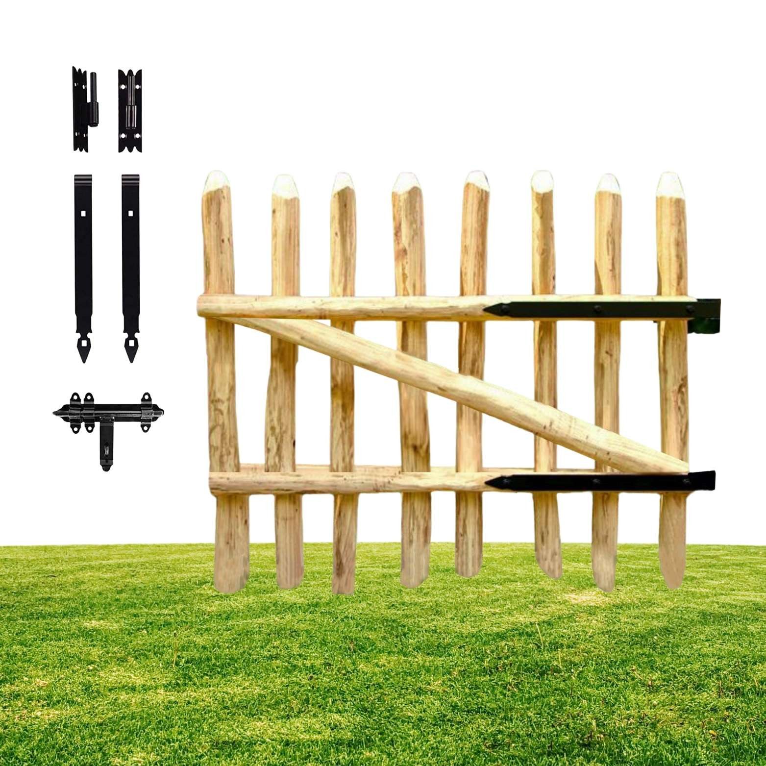 Floranica Gartentor Zauntor aus Haselnussholz Staketentor für Staketenzaun inkl Scharniere, (50 x 100 cm, 1 St. Gartentor), Hoftor Tor aus Holz Bauerntor