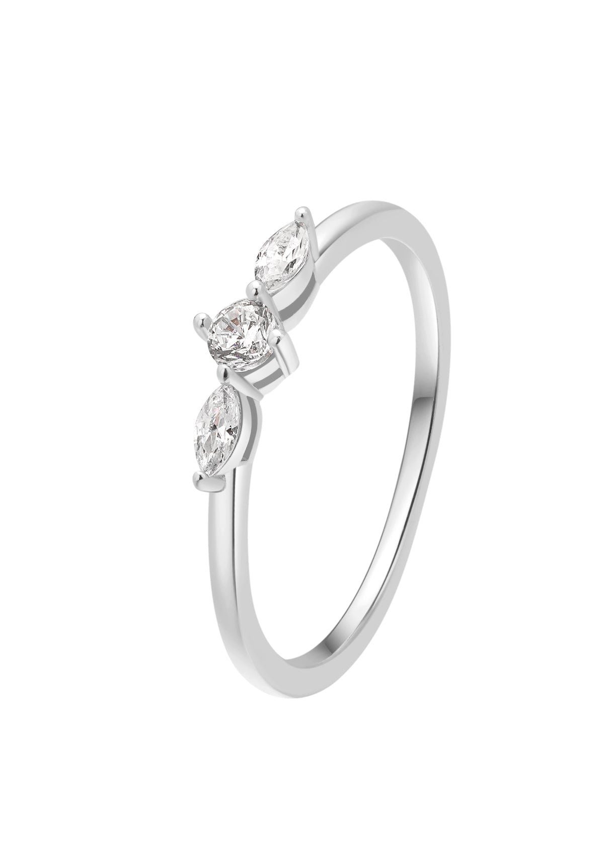 Hey Happiness Fingerring Nexus Zirkonia, 18K Roségold Vergoldet Trauring, 925 Silber Fingerring Damen Kristalle, Verlobungsring elegant