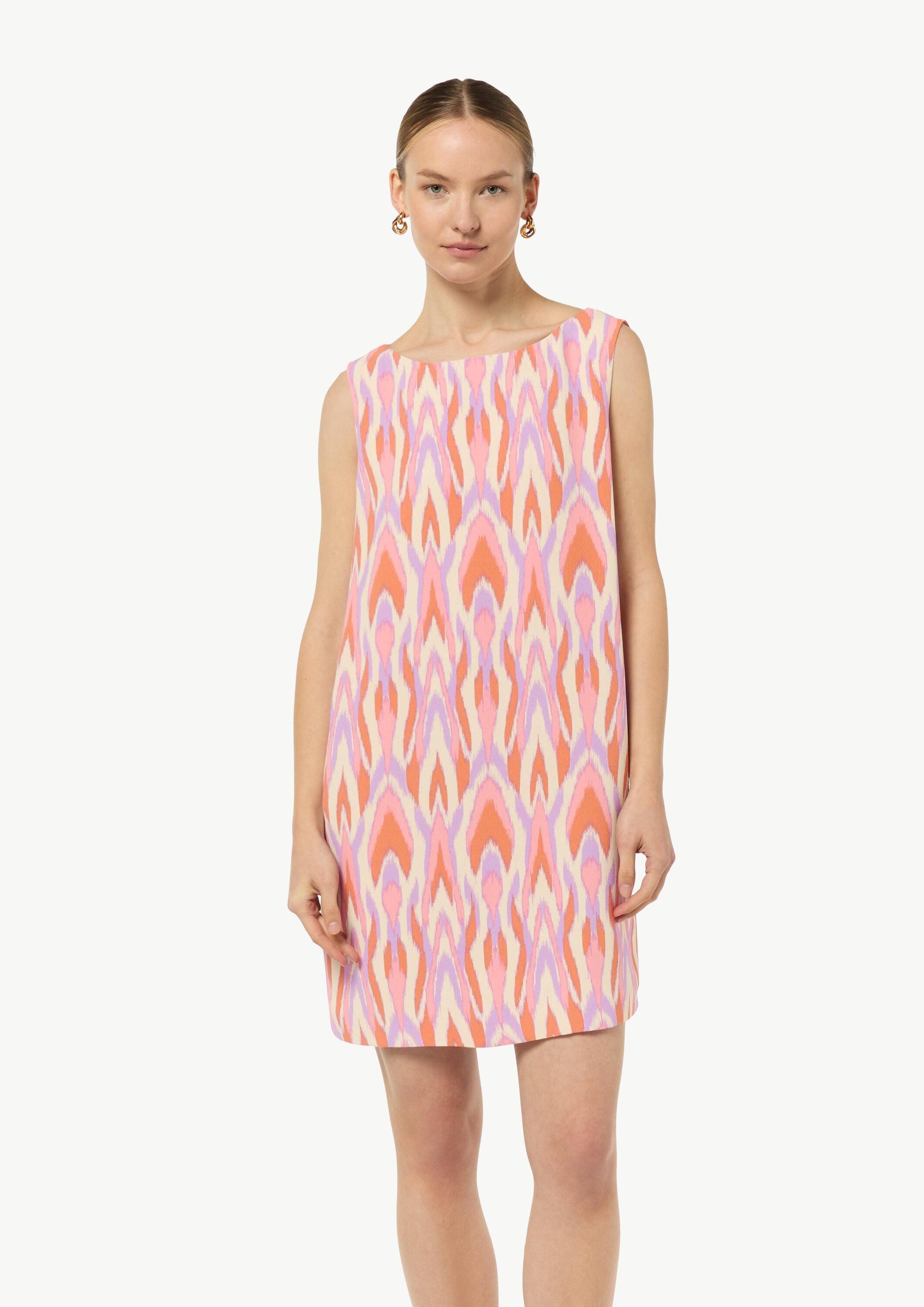 comma Minikleid Kleid Gemustertes Crêpekleid ohne Ärmel