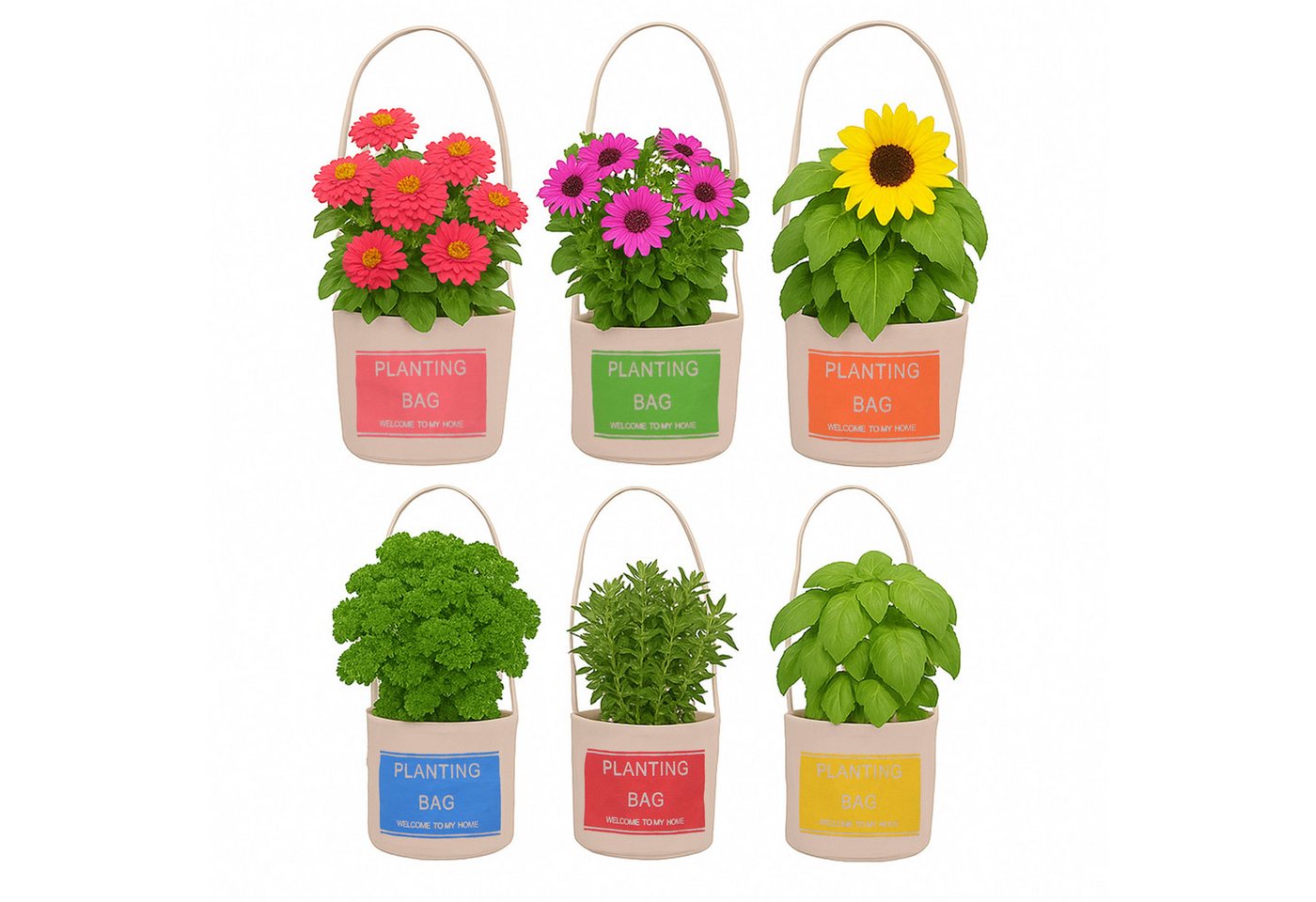 UNUS GARDEN Blumentopf Pflanzbeutel aus Jute 6er Set, Für Fensterbank, Balkon oder Küche - natürlich und dekorativ