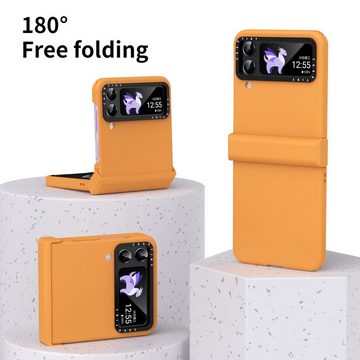 Wigento Handyhülle Für Samsung Galaxy Z Flip4 Handyhülle Orange Schutz Cover Handy Tasche