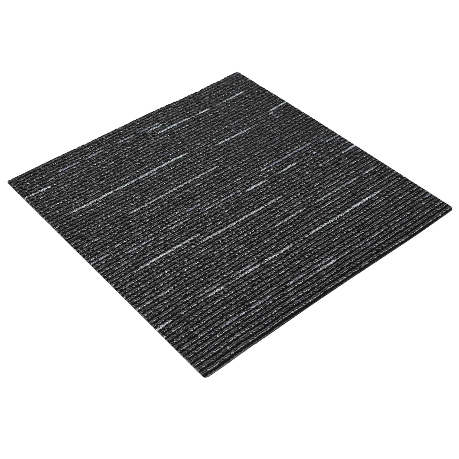 vidaXL Vinyllaminat 50 x 50 cm Teppichfliese Gestreift Schwarz 50x50 cm 4er Set PP und Bit
