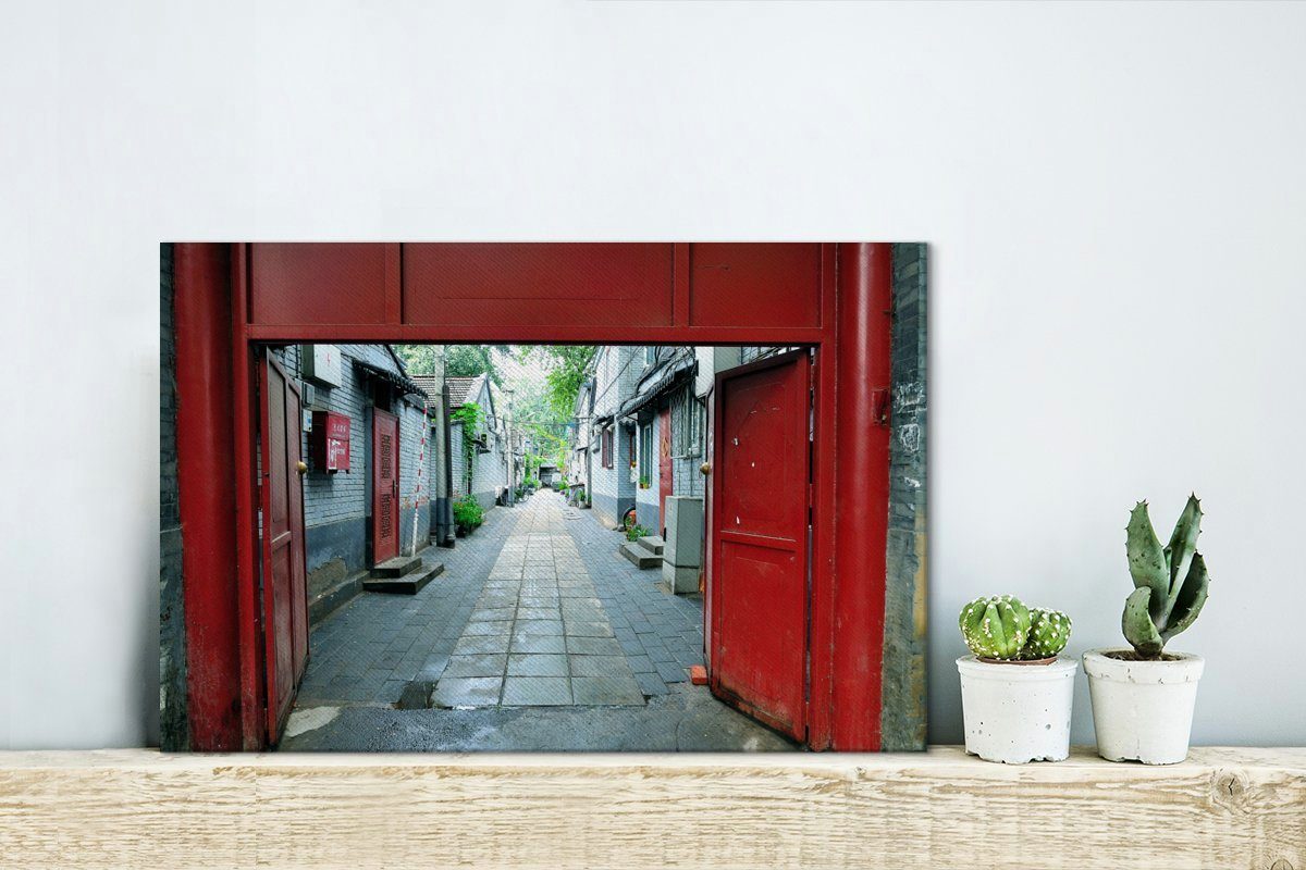 Wandbild Straßenszene 30x20 St), Wanddeko, in einem Peking, cm (1 Leinwandbilder, in Hutong OneMillionCanvasses® Aufhängefertig, Leinwandbild