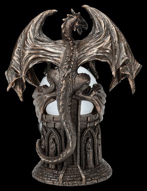 Figuren Shop GmbH Fantasy-Figur Drachen Figur mit mystischer Kristallkugel - Veronese - Fantasy Gothic