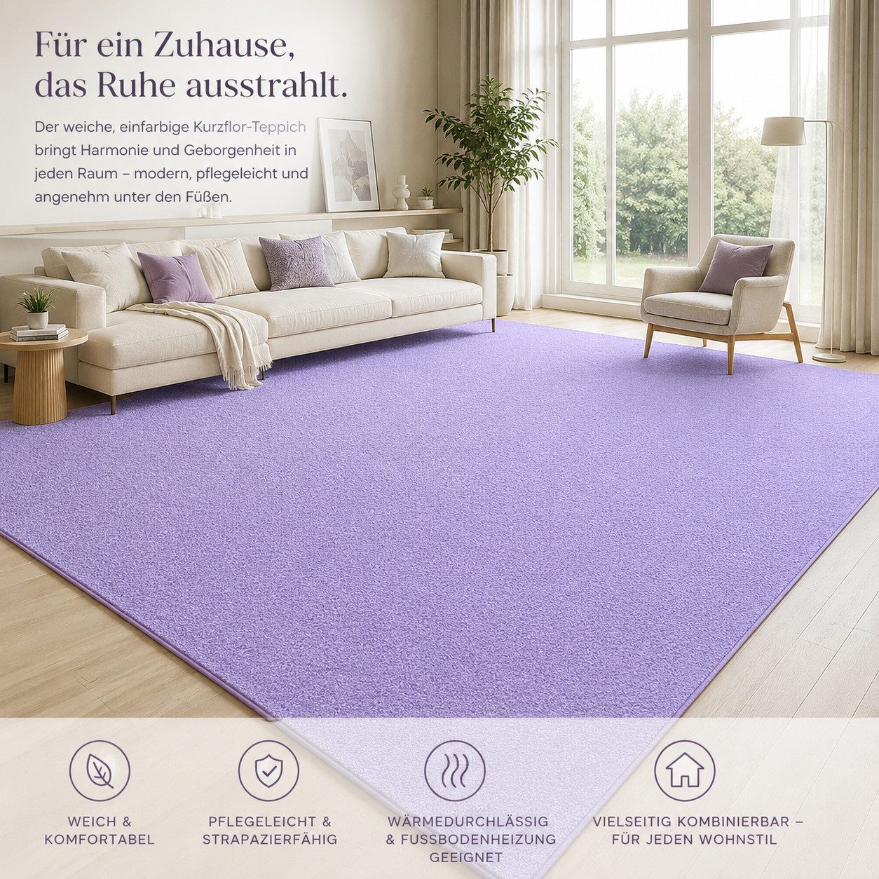 Lochas Designteppich Kurzflor Teppich Uni Schwarz – Weich, rutschfest & waschbar – Bild 4 von 5