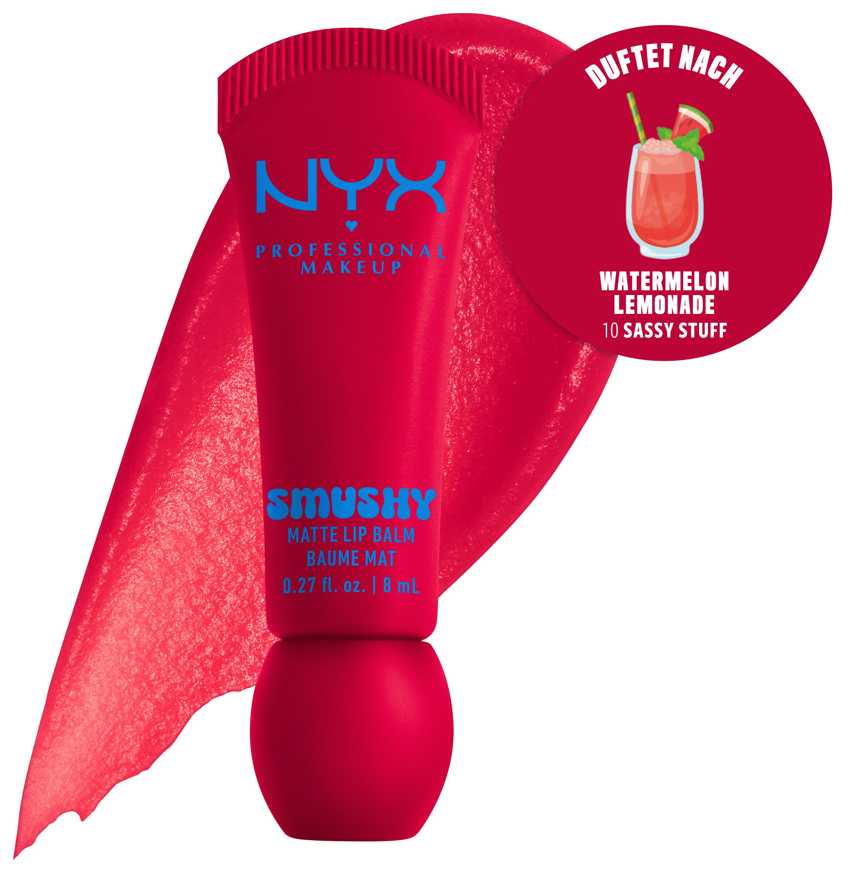 NYX PROFESSIONAL MAKEUP Lippenbalsam SMUSHY MATTE LIP BALM, jeder der Farbtöne hat einen einzigartigen, süßen Duft