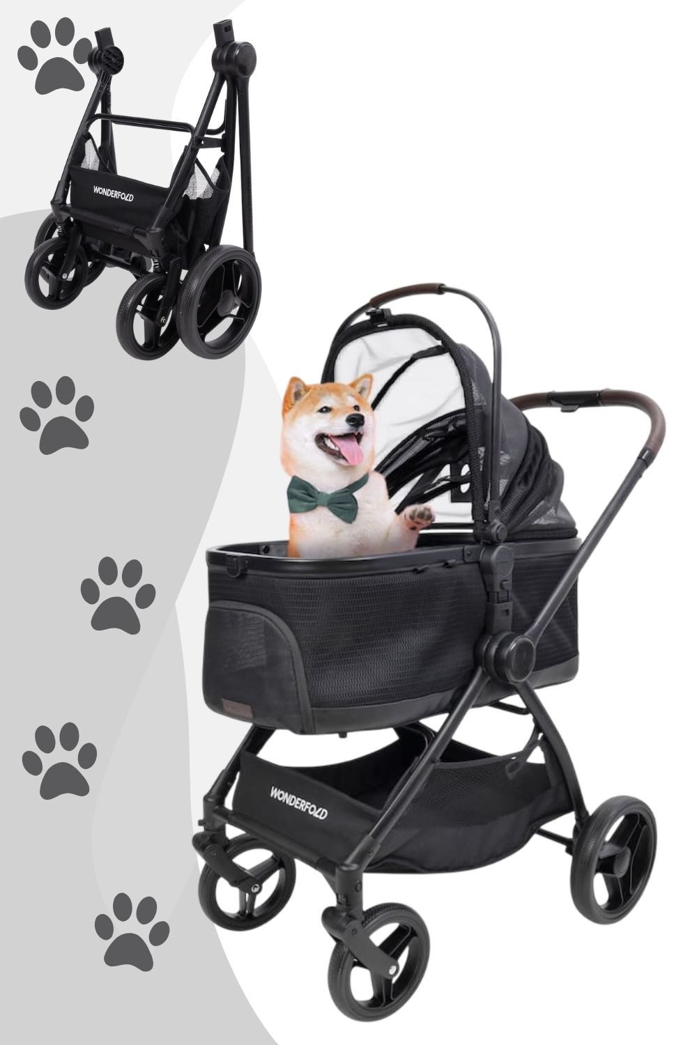 Wonderfold Hunde-Transportbox P3 Tier Transportwagen für mittlere Tiere / Hunde Buggy