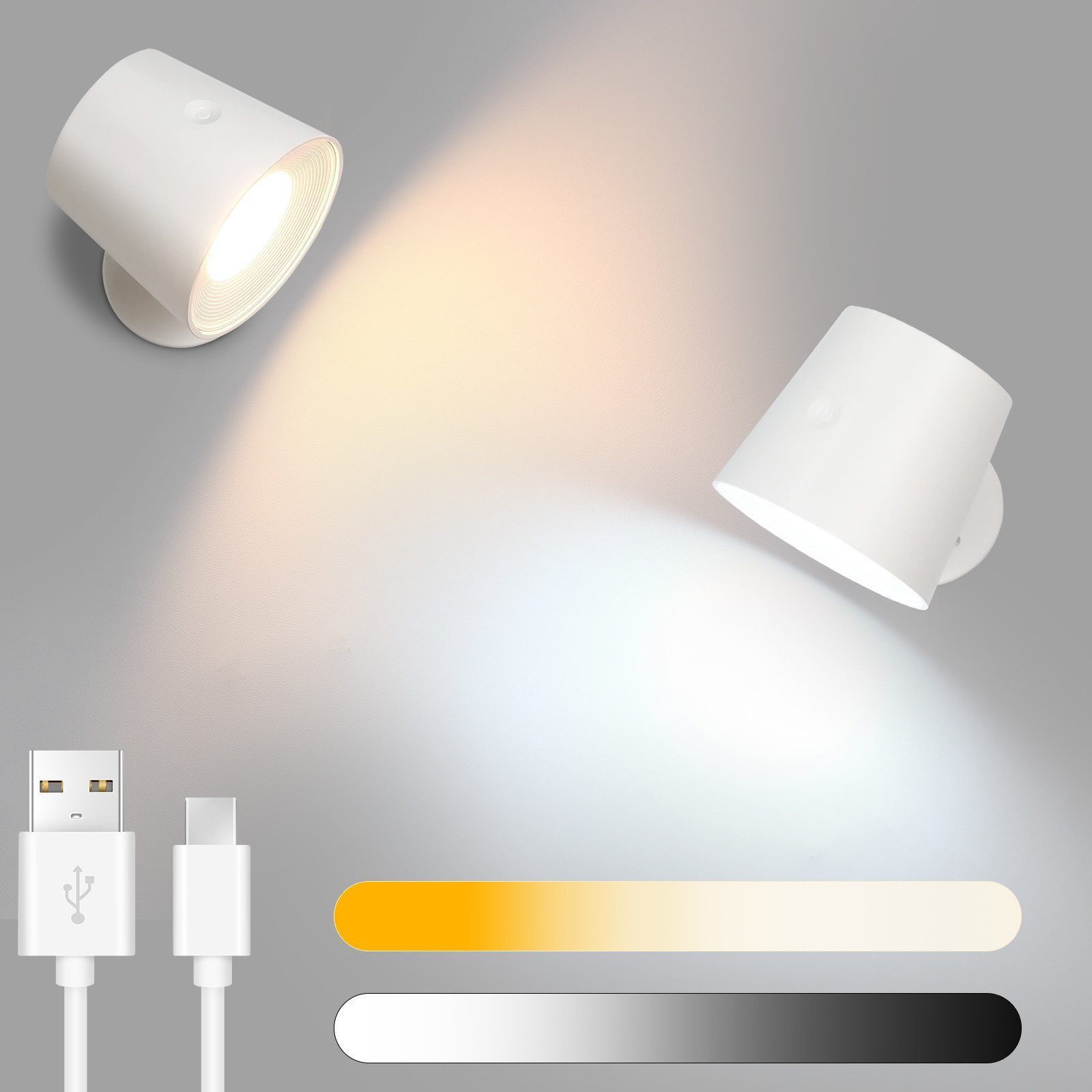 Nettlife LED Wandleuchte Wandlampe Touch 3 Helligkeitsstufen Kabellose, 360 günstig online kaufen