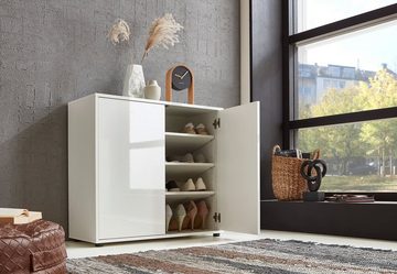 BMG Möbel Sideboard Mailand Set 3 (Kommode Anrichte Aktenschrank), mit weiß lackierten Hochglanzfronten