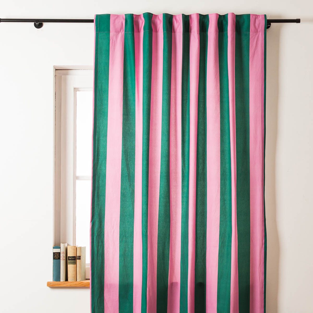 SCHÖNER LEBEN. Vorhang Vorhang Smok-Schlaufe Streifen dunkelgrün pink 245cm günstig online kaufen