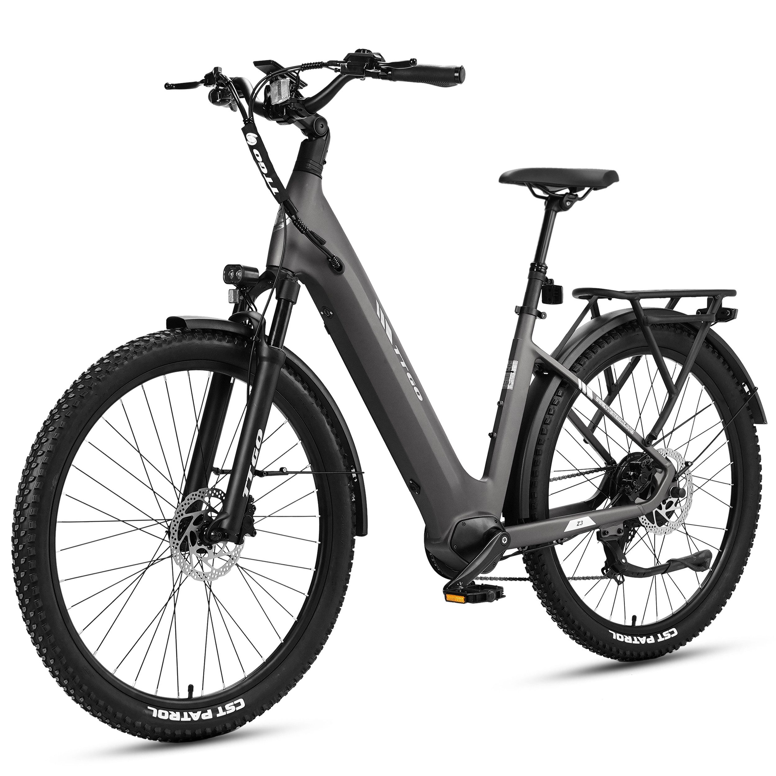 TTGO E-Bike Cityrad 28 Zoll, 70Nm Hinterradmotor, bis zu 120km, Federsattelstütze, 7 Gang SHIMANO, Kettenschaltung, Heckmotor, 720 Wh, Z3, Farbdisplay, Elektrofahrrad für Damen und Herren, Pedelec