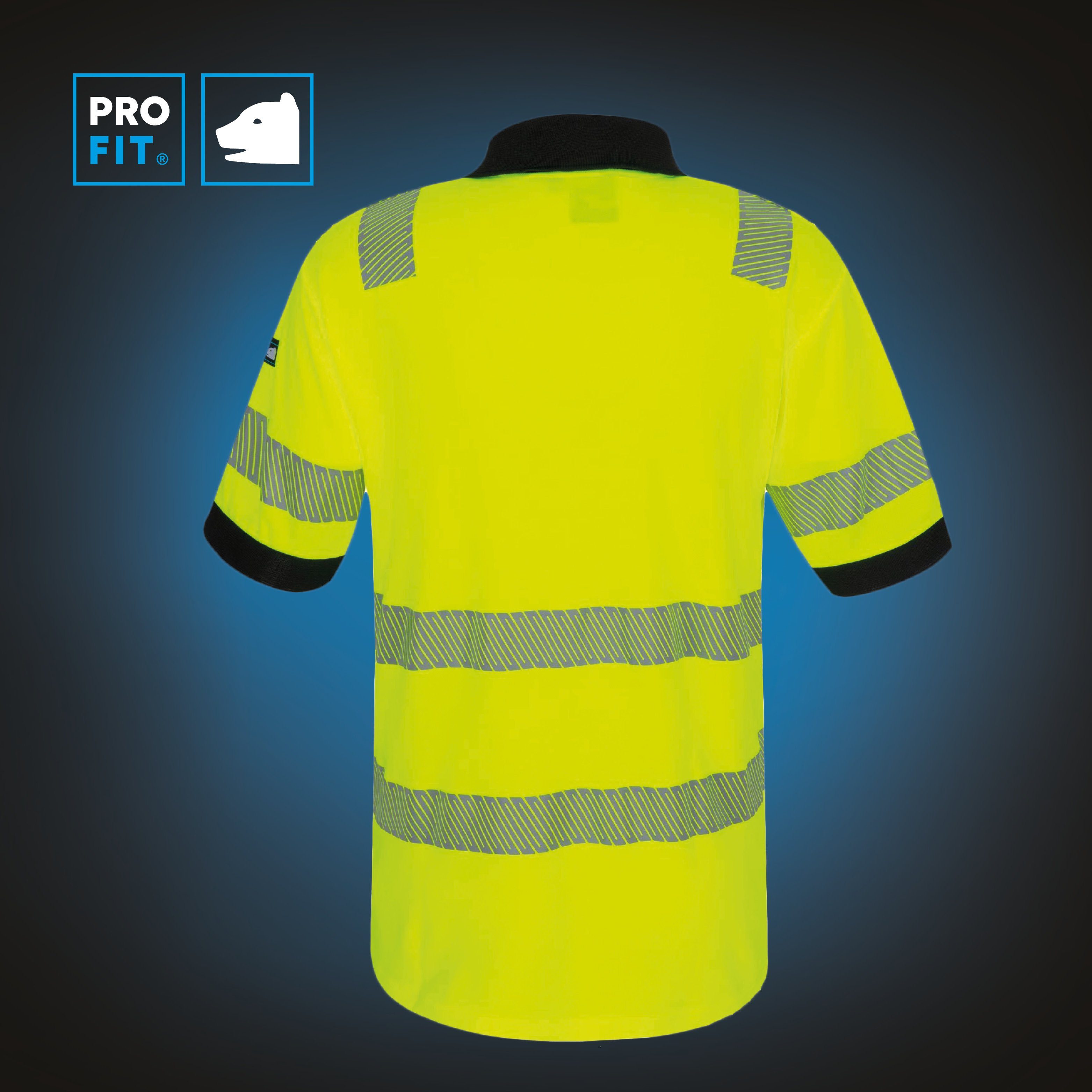 PRO FIT Poloshirt Warnschutz, Kurzarm-Polo Shirt, Arbeits-Poloshirt - Neongelb (1, Stück) Atmungsaktiv, hohe Sichtbarkeit durch Reflexstreifen, mit UV-Schutz