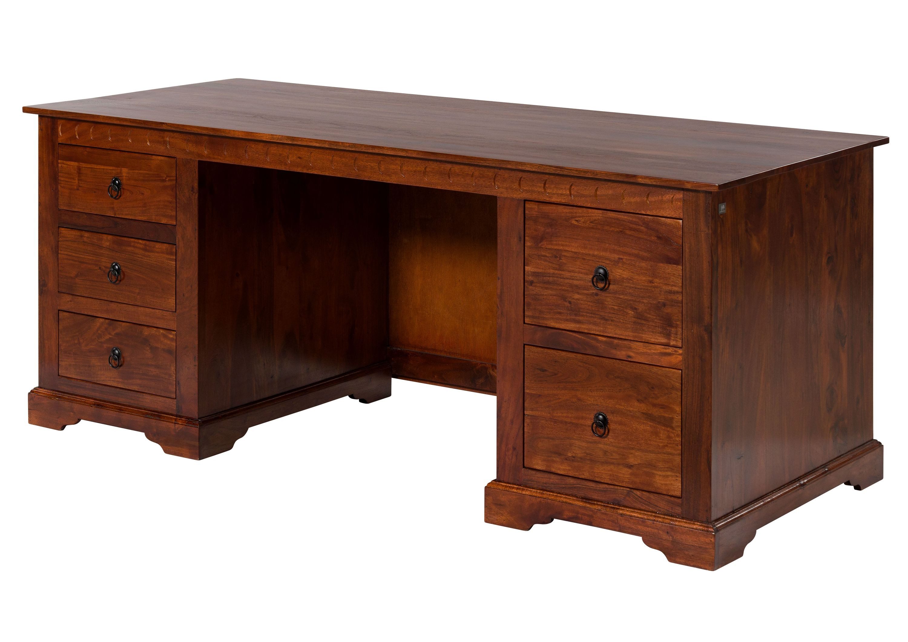 Massivmoebel24 Schreibtisch OXFORD#529 (Massivholz, Massivholztisch), Schreibtisch Akazie 180x80x74 nougat lackiert OXFORD #529