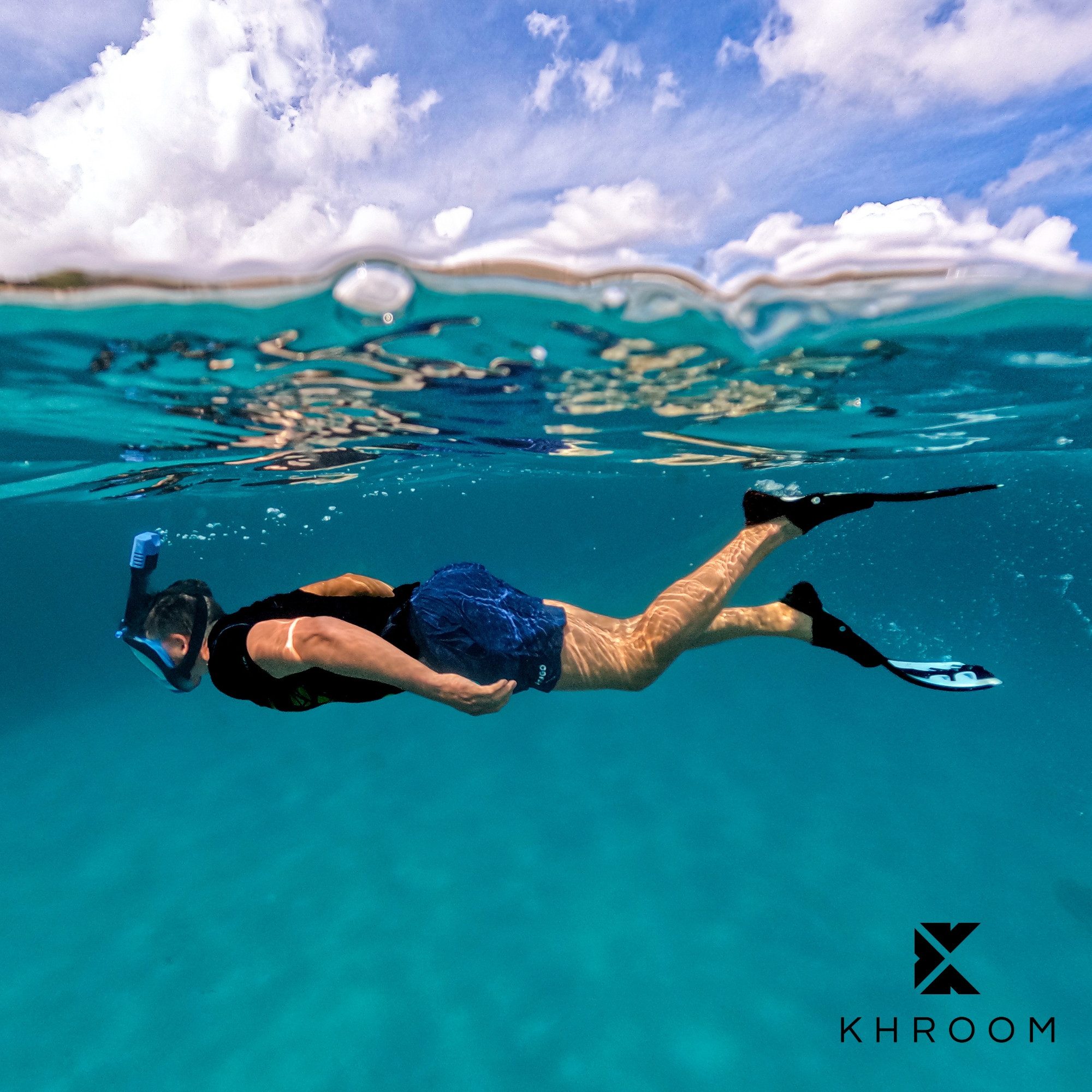 Khroom Flosse Gr. 36-47, Taucherflossen Schwimmflossen Schnorchelflossen (lange Flossen, Premium Made in Italy), verstellbar