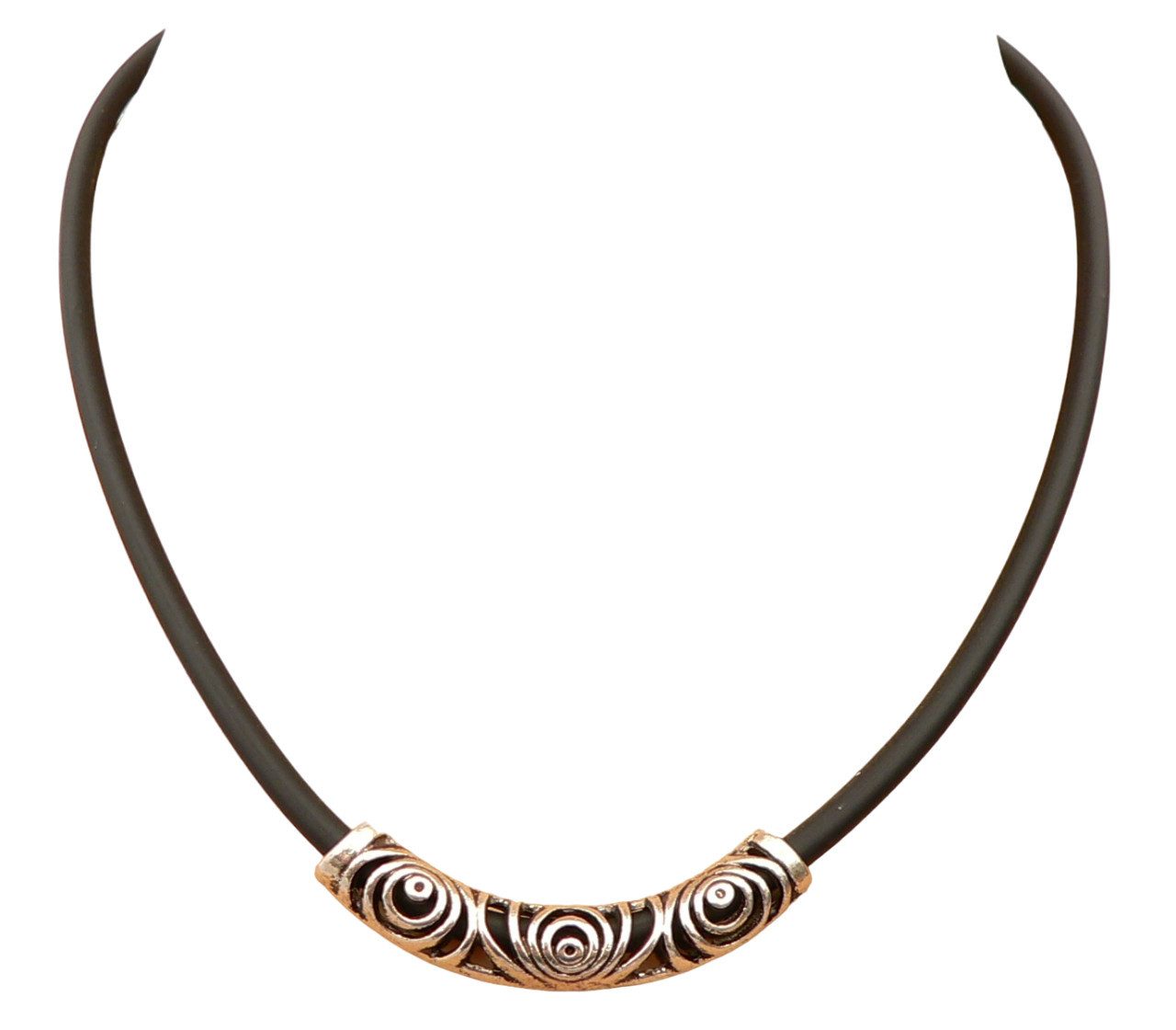 traumschmuck Collier 389i Halskette, Kautschuk schwarz, Frontelement Metall günstig online kaufen