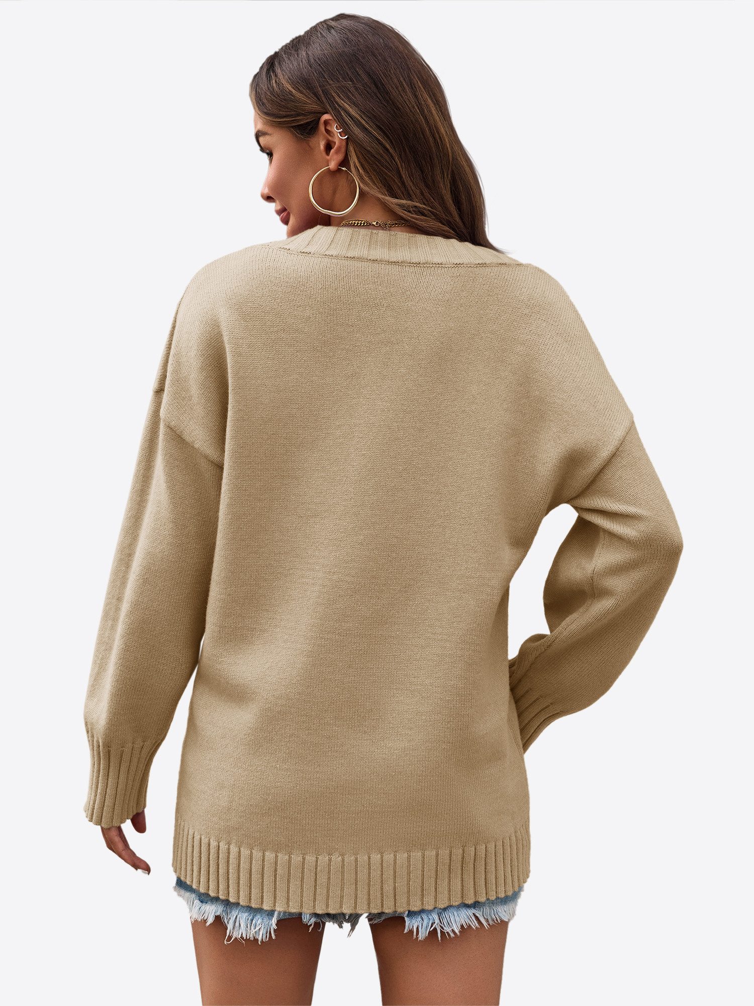 Imily Bela Sweater Damen Lockerer Pullover mit V-Ausschnitt (Packung, 1-tlg günstig online kaufen