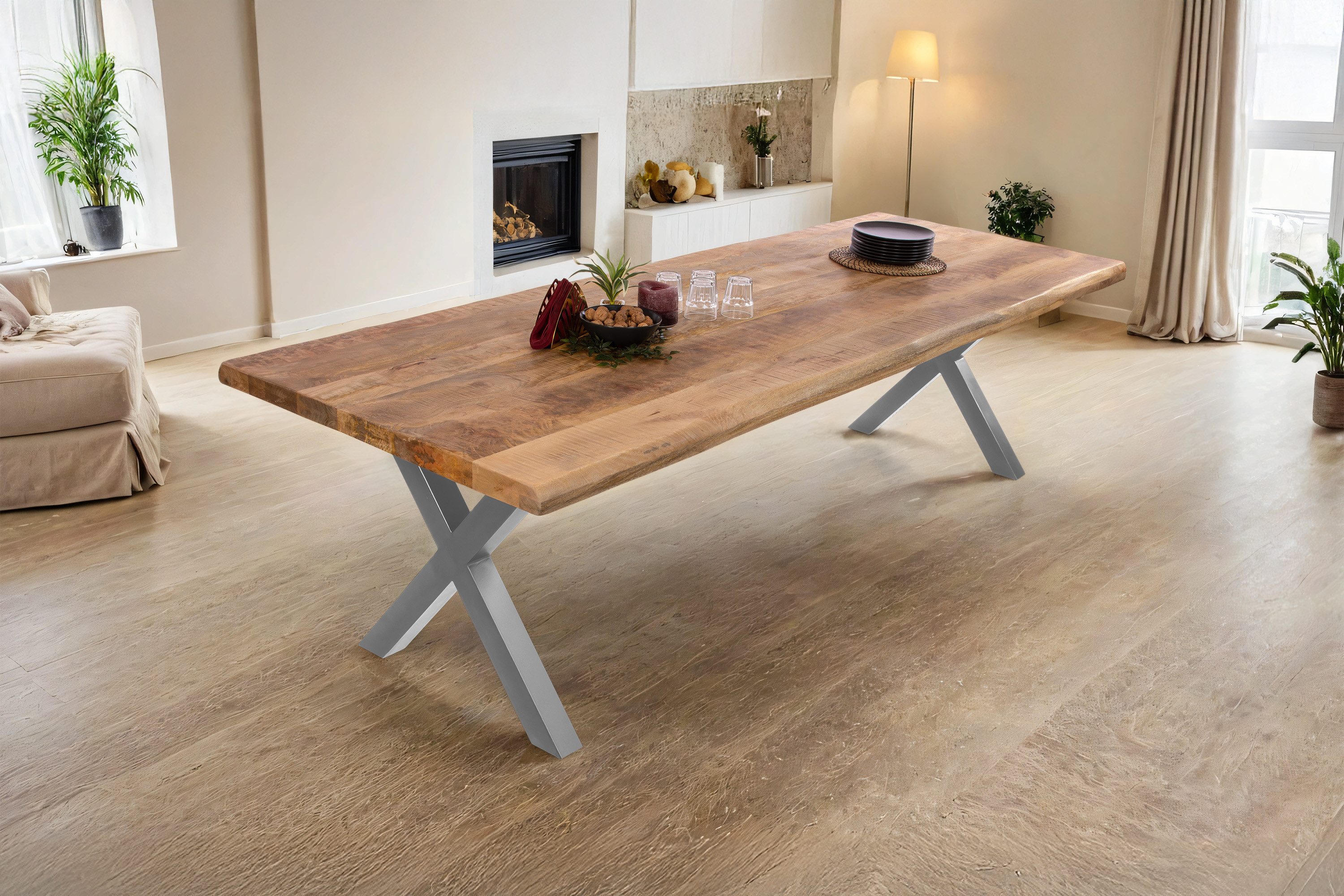Loreno® Baumkantentisch Cali, massives Mangoholz, Baumkante, günstig online kaufen
