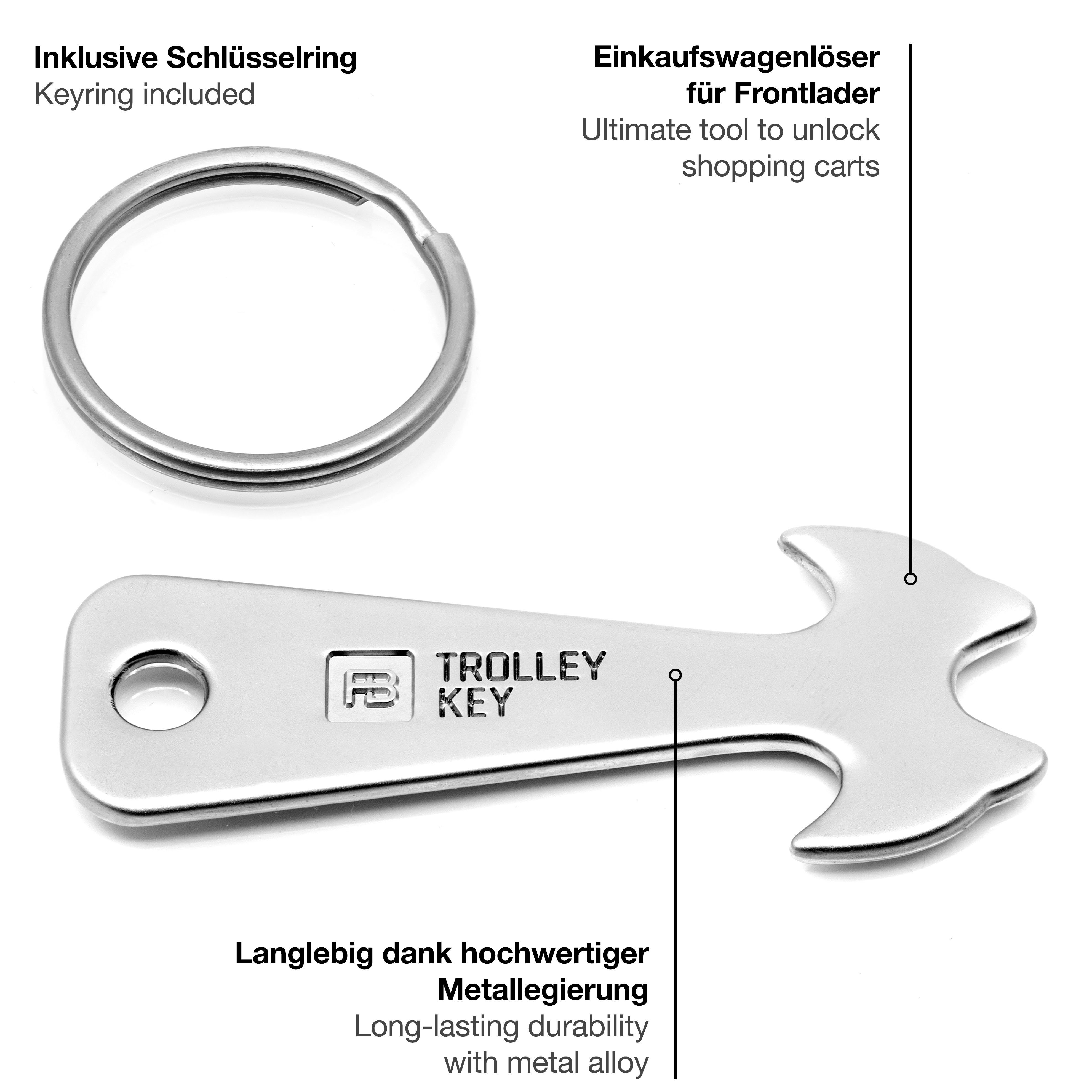 Einkaufswagenlöser (2-tlg) - Trolley Silber Key Einkaufschip FABACH Schlüsselanhänger Einkaufswagenchip