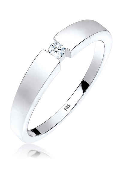 Elli DIAMONDS Verlobungsring Klassisch Bandring Diamant 0.06 ct. 925 Silber