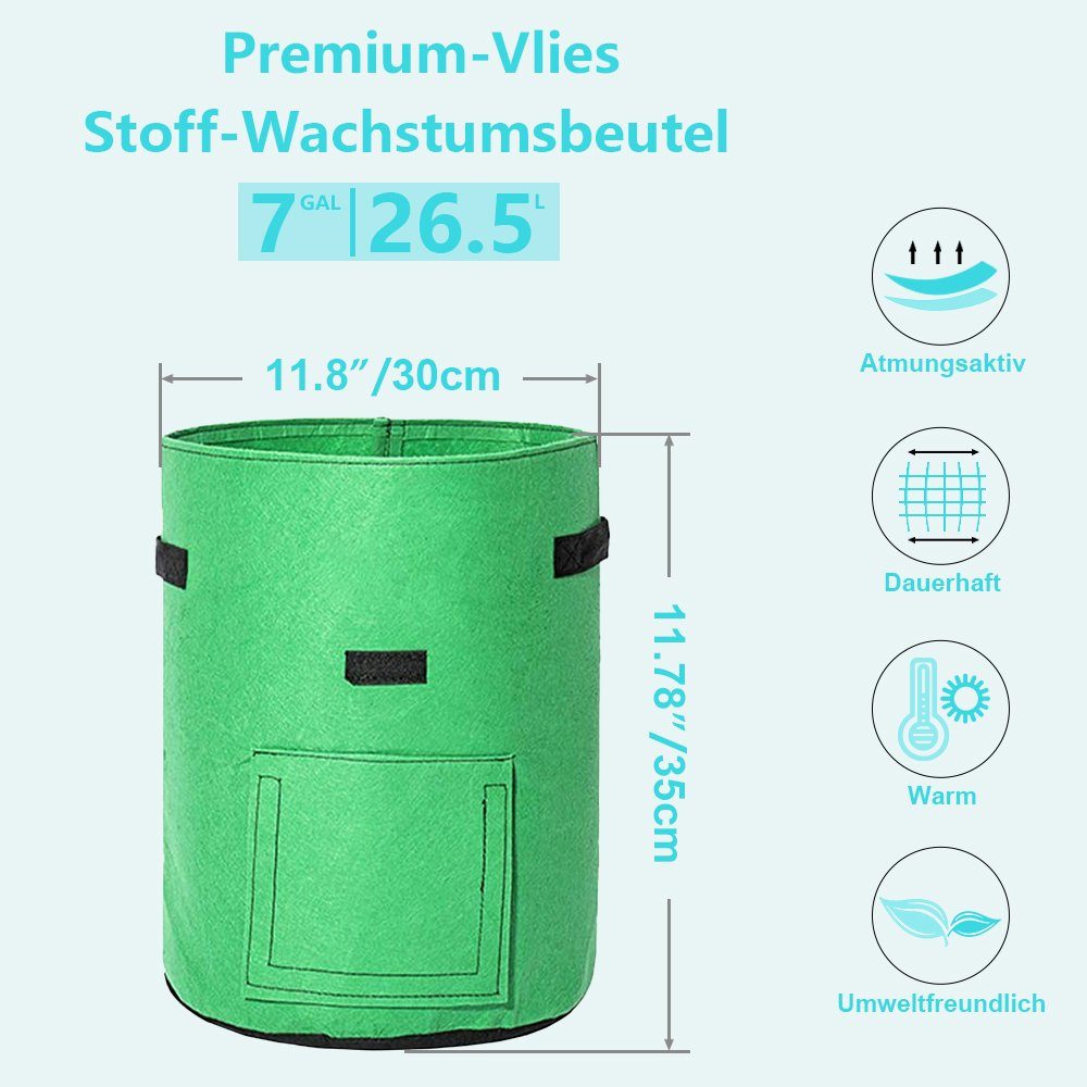 Clanmacy Pflanzkübel Pflanzsack Pflanztasche Kartoffel Atmungsaktiv 5X 30×35 cm Grün (5 St)