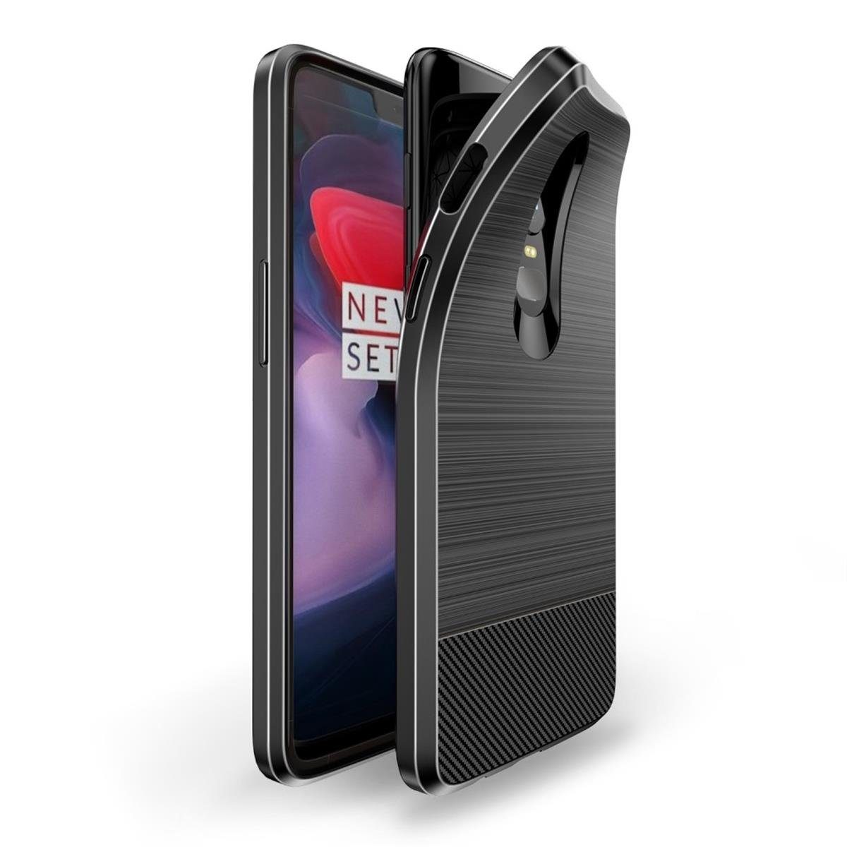 CoverKingz Handyhülle OnePlus 6 Handyhülle Silikon Cover Case Handytasche  Carbonfarben 15,95 (6,3 Zoll), Carbon Look