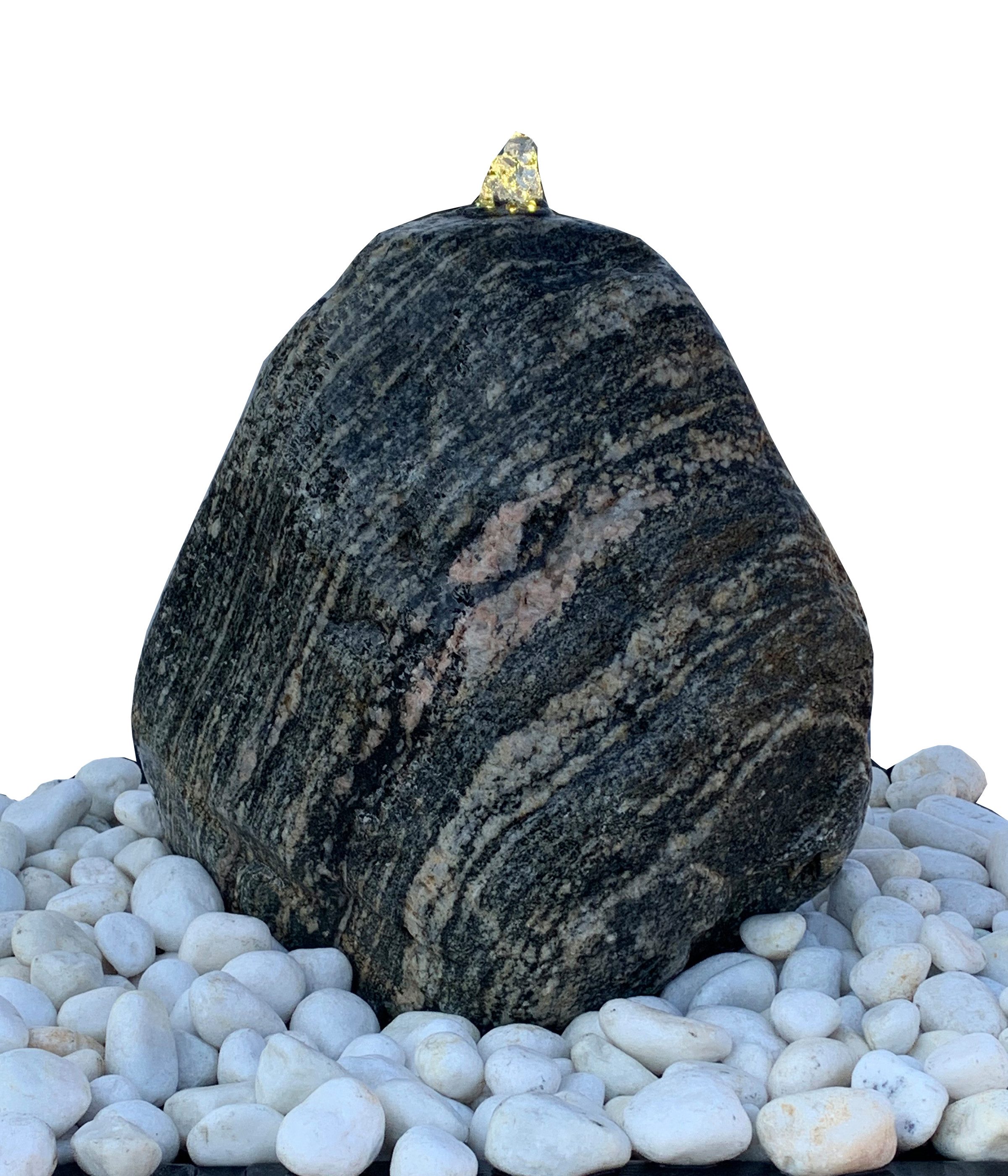 Dehner Gartenbrunnen Granitbrunnen River Rock mit LED, 33 x 25 x 35 cm, beleuchteter Naturstein, inkl.Pumpe und Trafo