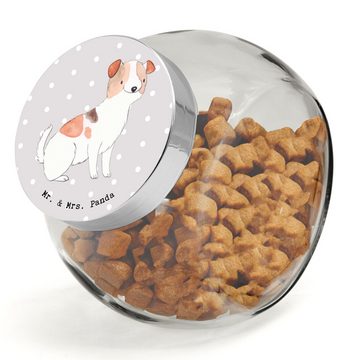 Mr. & Mrs. Panda Vorratsglas L 870ml Jack Russell Terrier Moment - Grau Pastell - Geschenk, Rasseh, Premium Glas, (1-tlg), Schraubverschluss