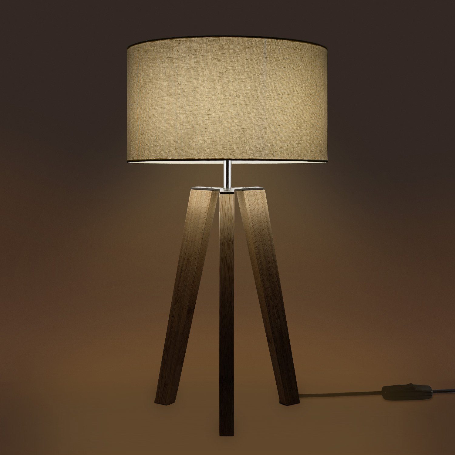 Fuß ohne Stehlampe Lampe Color, Home LED Skandinavischer Stil E27 uni Tischleuchte Paco Leuchtmittel, Vintage Wohnzimmer Canvas