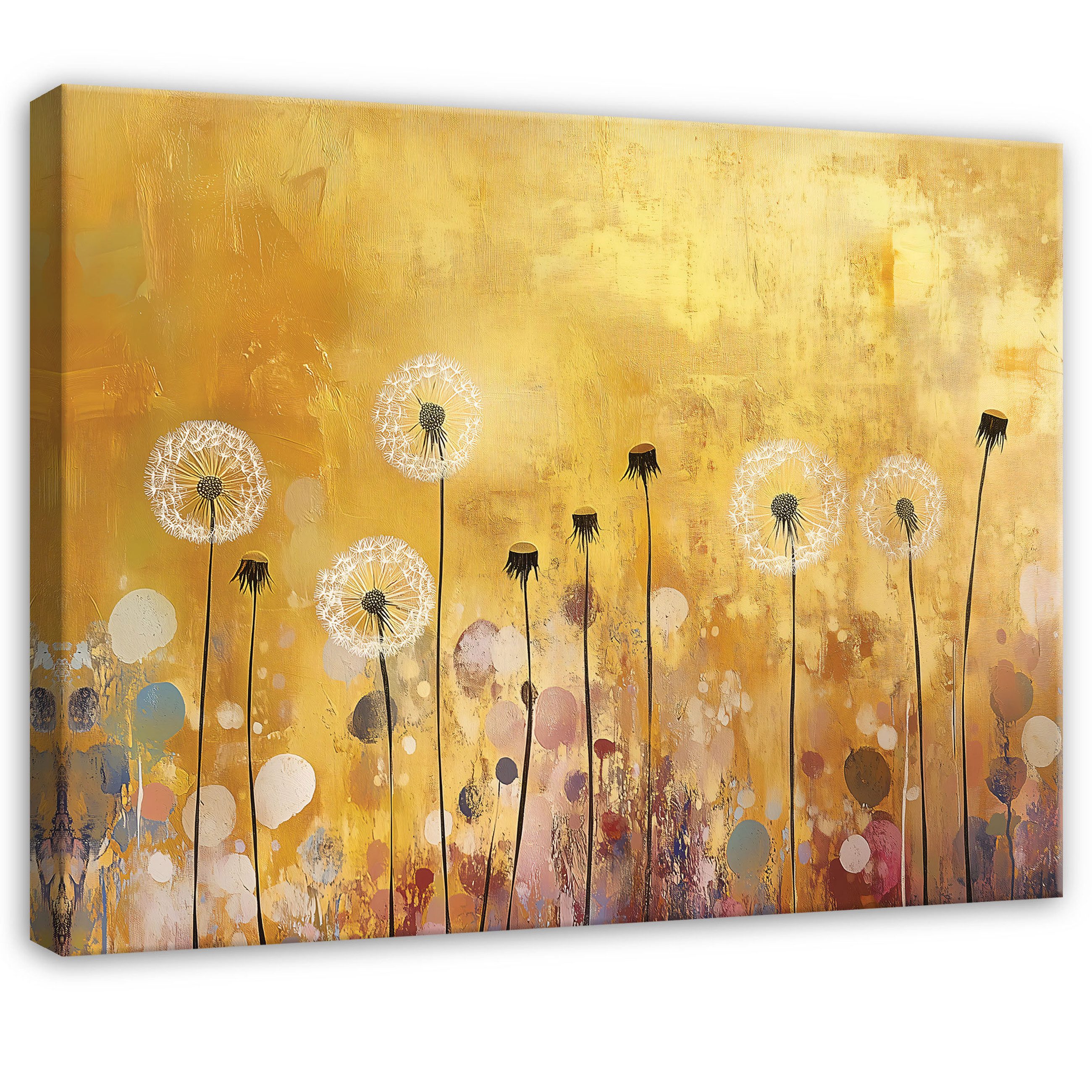 Wallarena Leinwandbild Blumen Gold Abstrakt Modern Wandbilder Wand Deko XXL günstig online kaufen
