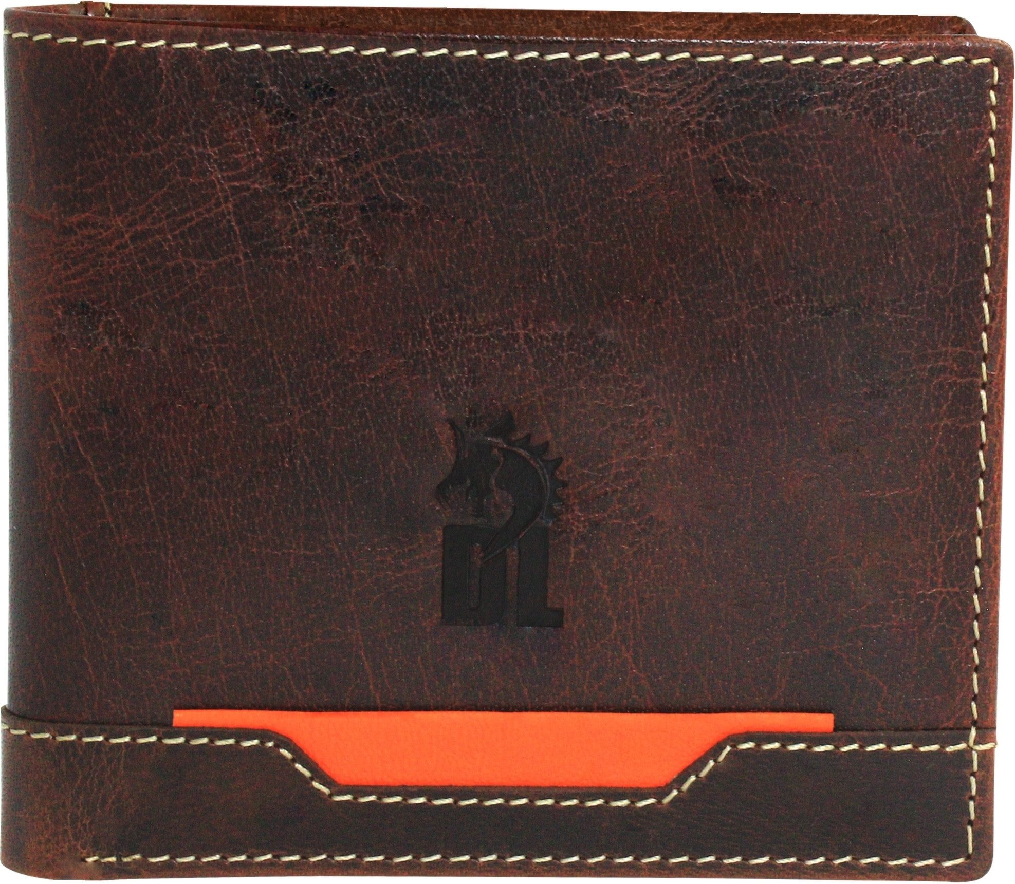 DrachenLeder Geldbörse DrachenLeder Herren Geldbörse braun (Portemonnaie, Portemonnaie), Herren Portemonnaie Echtes Leder braun, orange, Serie Tim