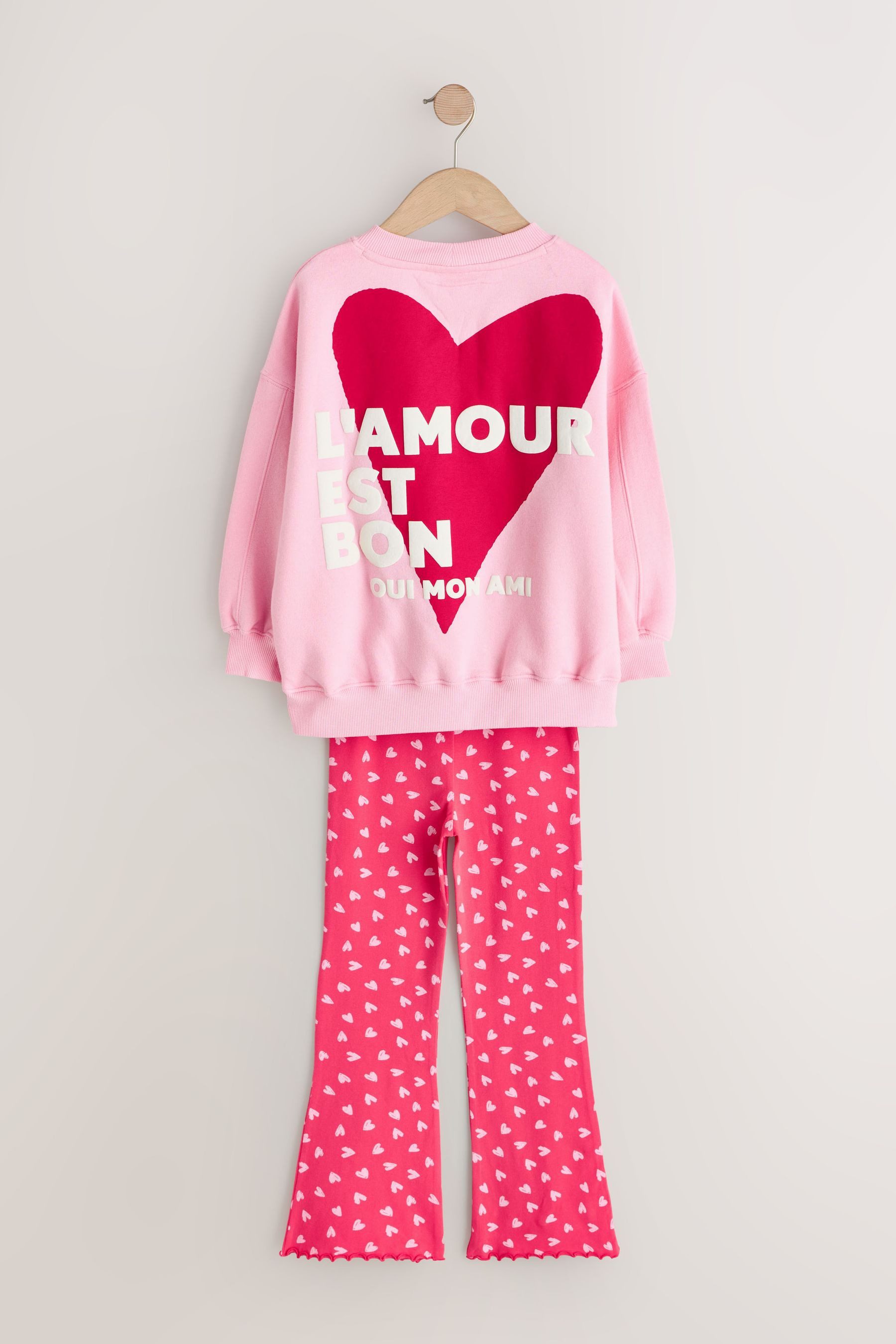 Next Top & Leggings Sweatshirt und ausgestellte Leggings im Set (2-tlg)