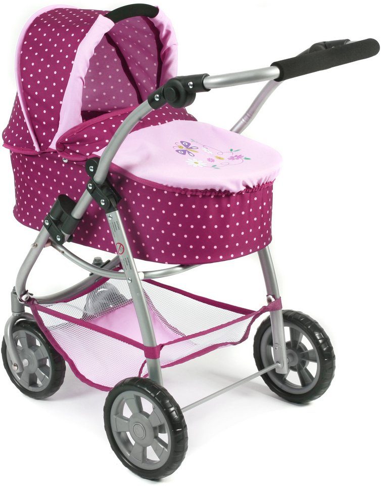 CHIC2000 Kombi-Puppenwagen Emotion All In 3in1, Brombeere, inkl. Babywanne, Babyschale und Sportwagenaufsatz