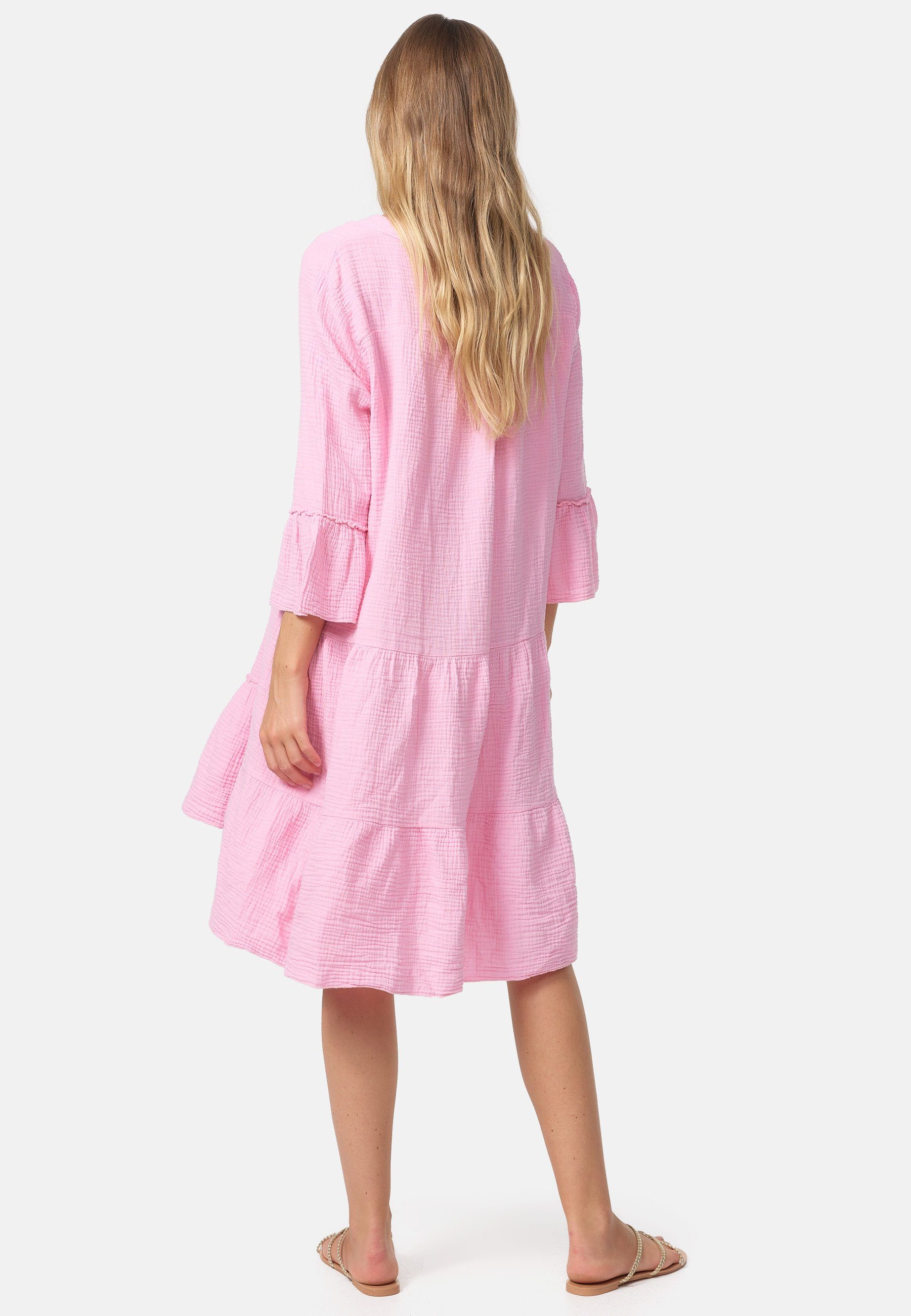 Rayshyne Sommerkleid PM39 (Leichtes Sommer Minikleid aus Musselin mit Rüschen) Musselin, Baumwolle, Rüschen, 3/4 Ärmel, Oversize – Bild 5 von 5