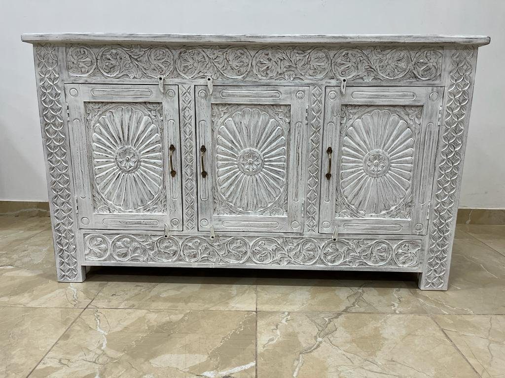 Santo Handarbeit 160 Weißes Galerie Indien Sideboard Unterschrank Oriental cm