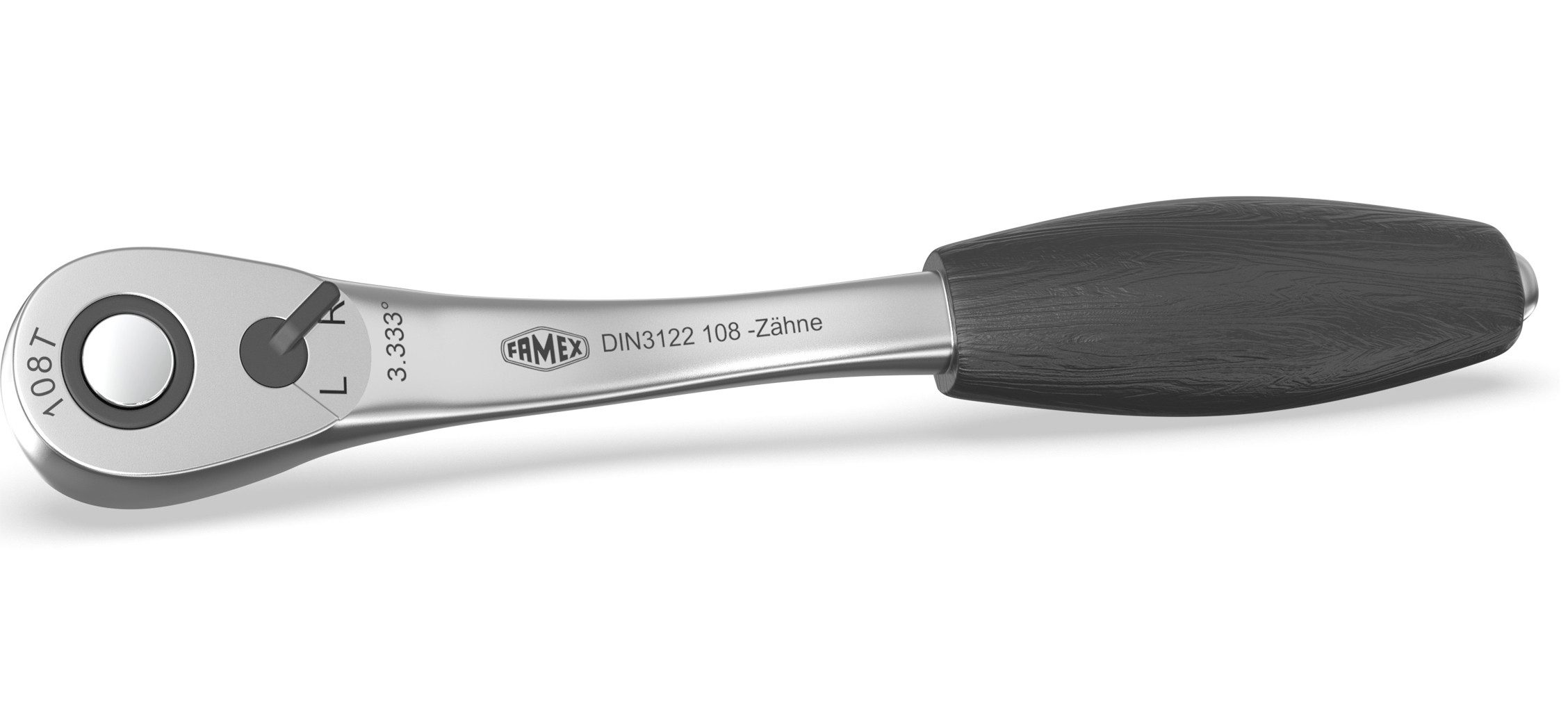 FAMEX Ratsche 10635 Super Feinzahnknarre Satz (aus CV-Stahl, 1/2" und 1/4", 1 St), Umschalt, 108 Zähne, PROFESSIONAL