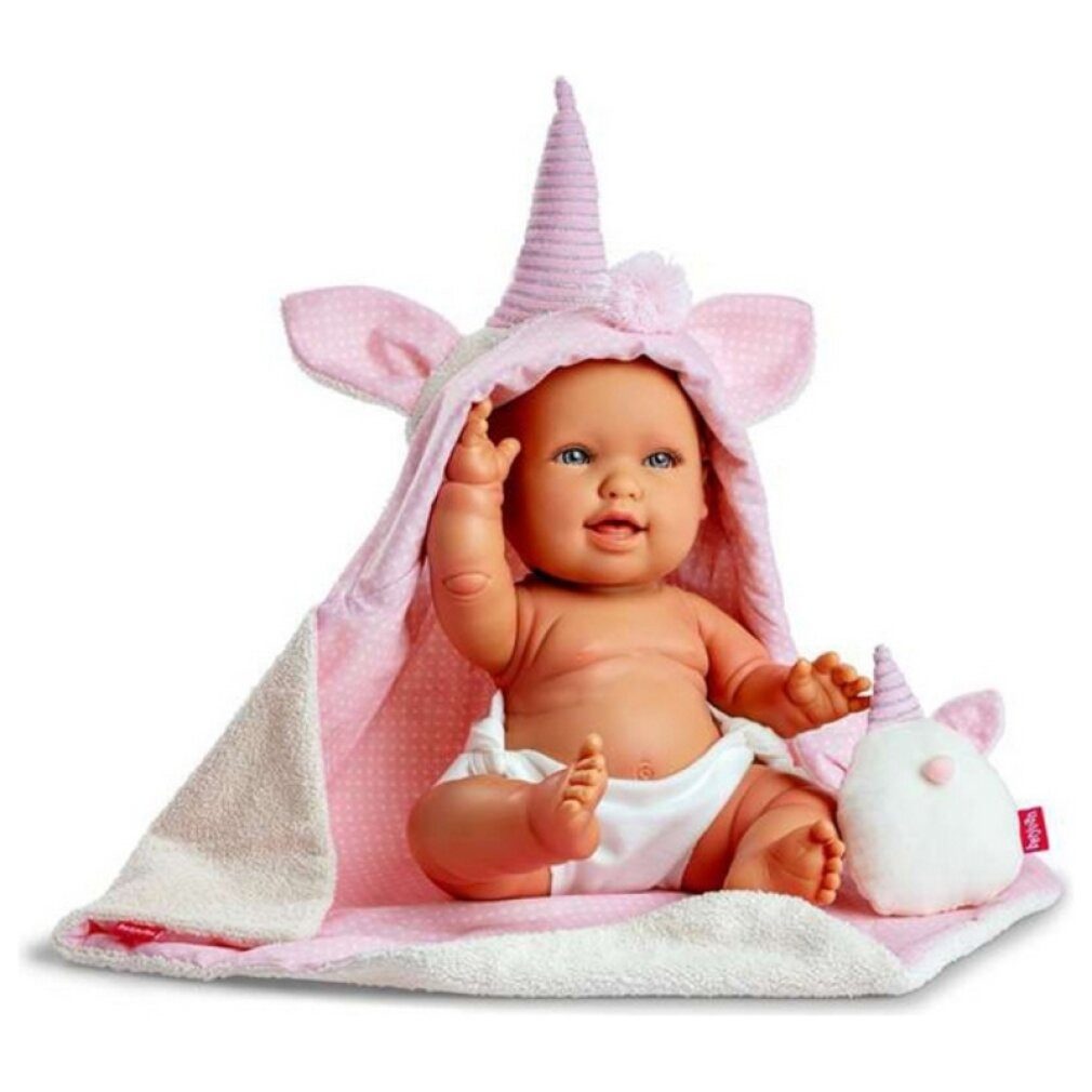 Stoffpuppe Babypuppe mit Zubehör Einhorn (38 cm)