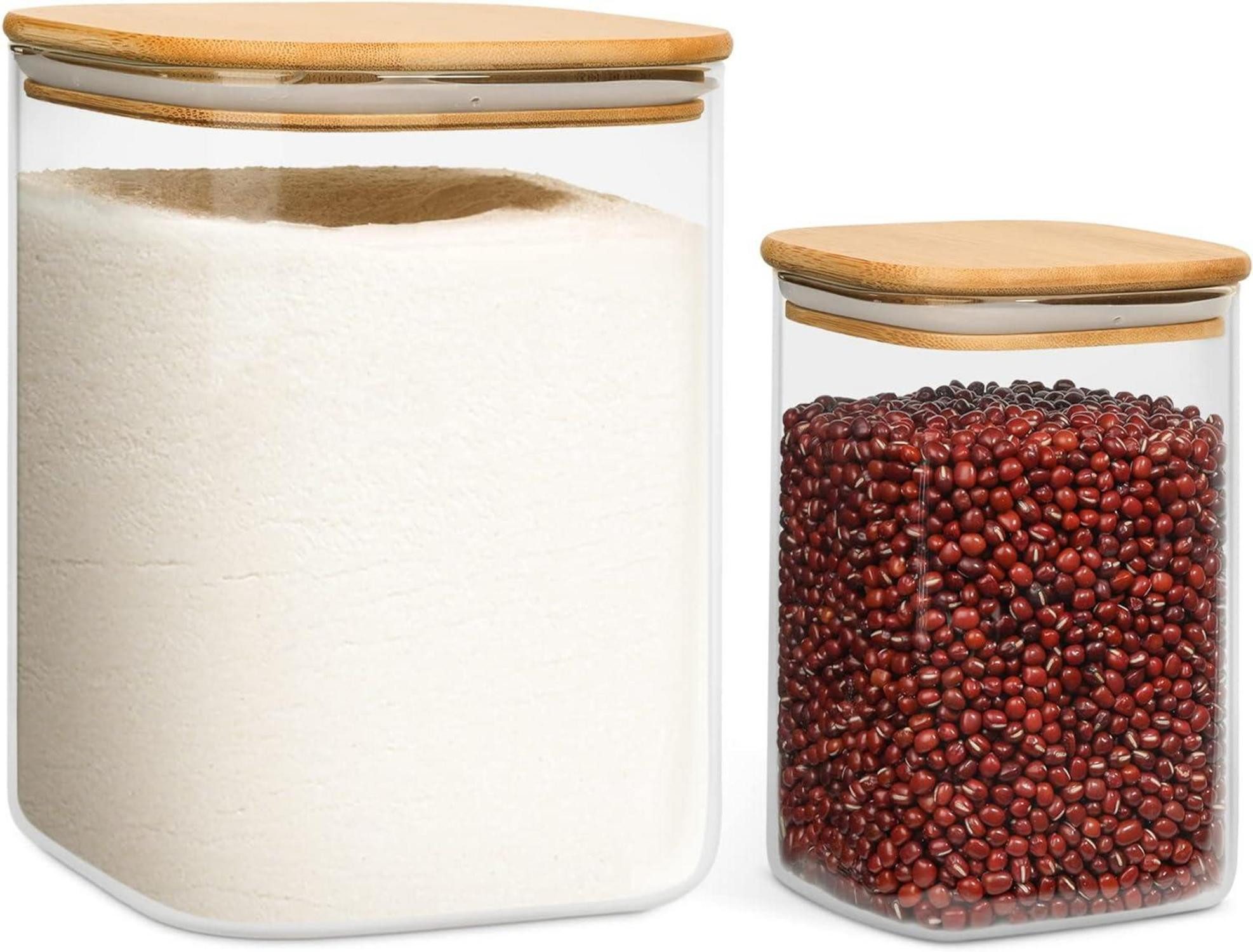 Gläser-Set Glas-Vorratsgläser Luftdicht 2er Set 1100ml/3600ml, große 15cm