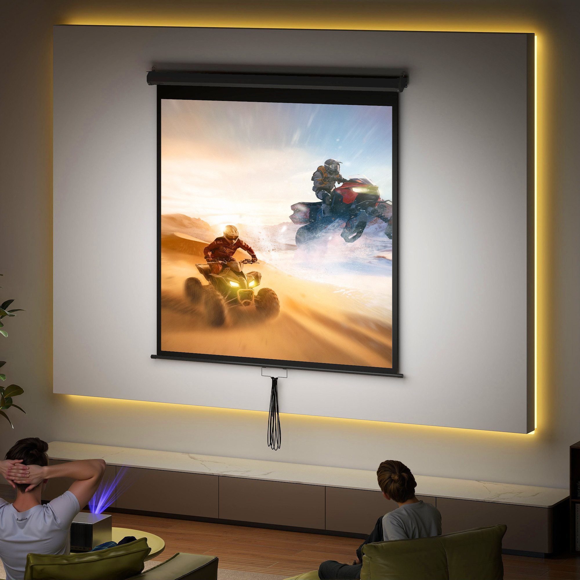 HOMCOM Leinwand Beamer, für Heimkino Büro-Präsentationen