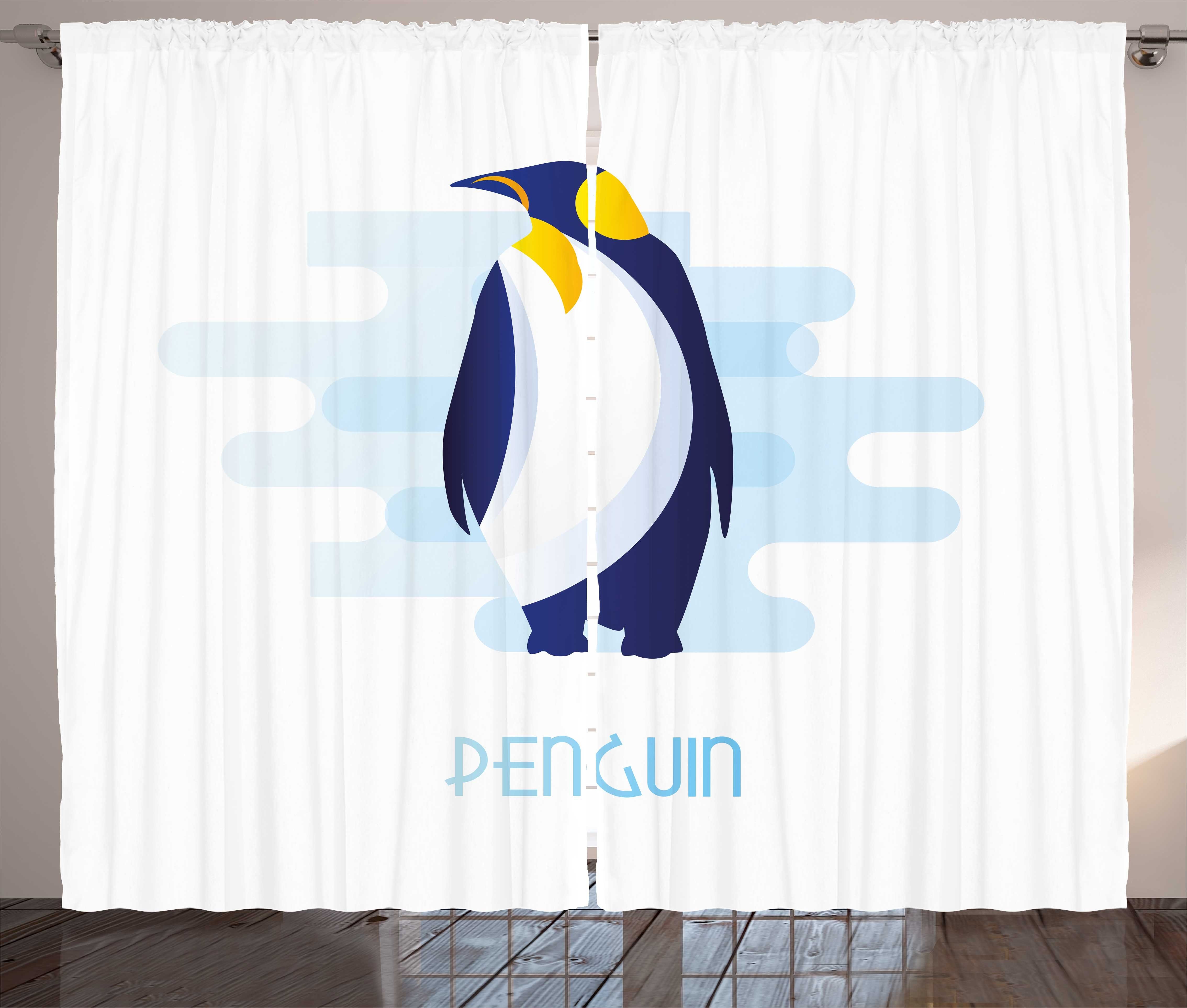 Schlaufen Arctic Silhouette Pinguin Kräuselband Haken, und mit Gardine Schlafzimmer Abakuhaus, Animal Vorhang